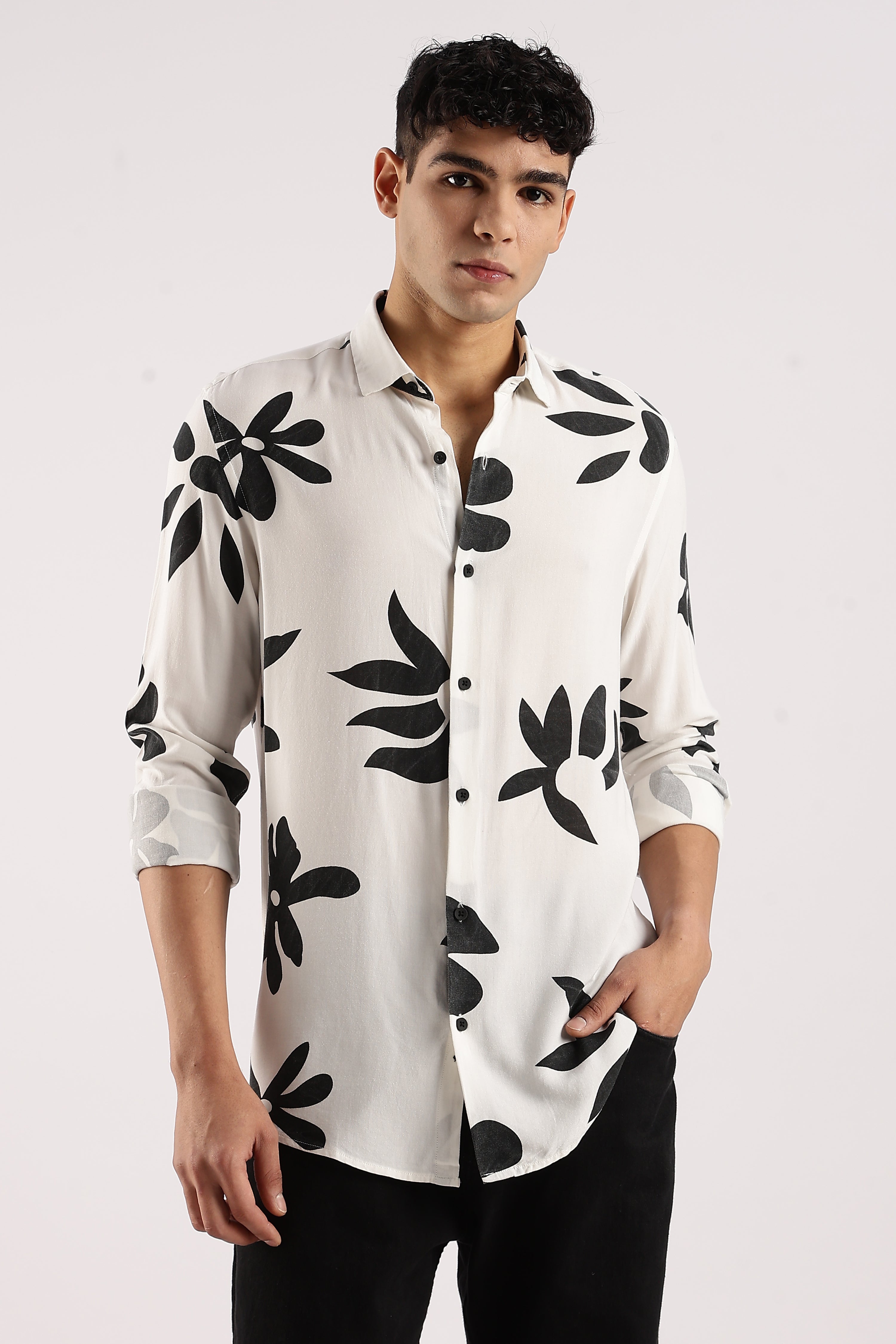 Men White Viscose Shirt