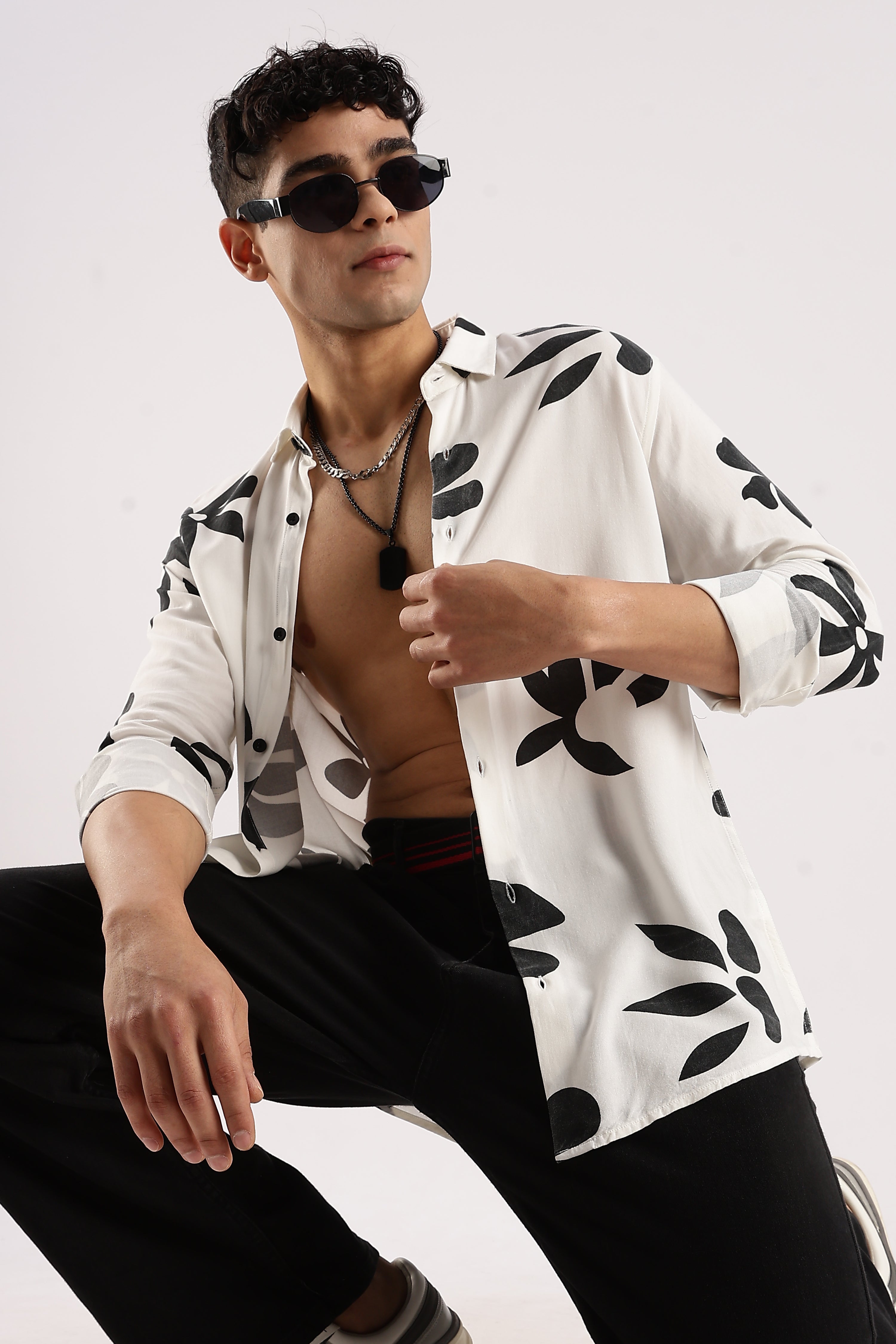 Men White Viscose Shirt