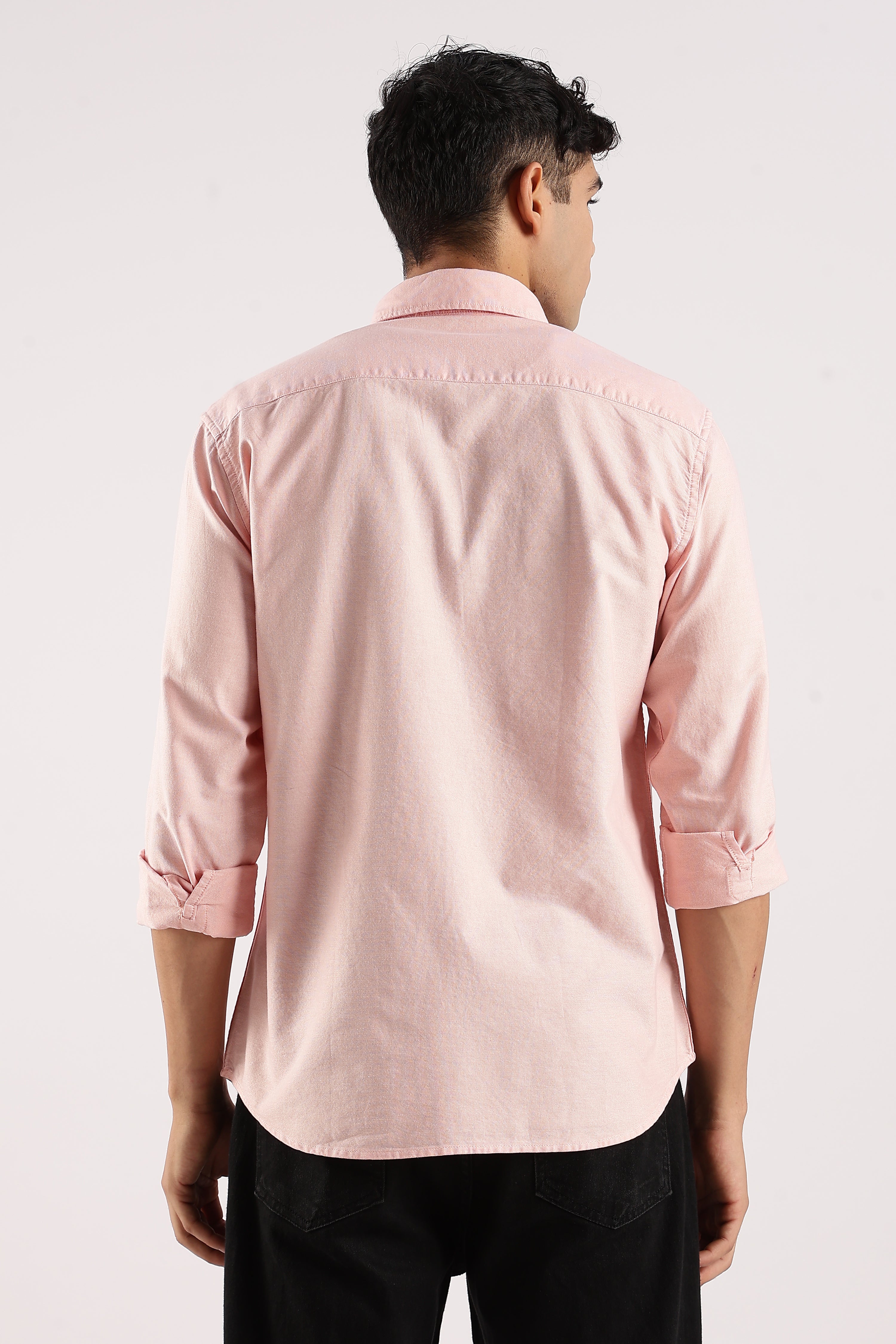 Men Peach  Cotton Oxford Shirt