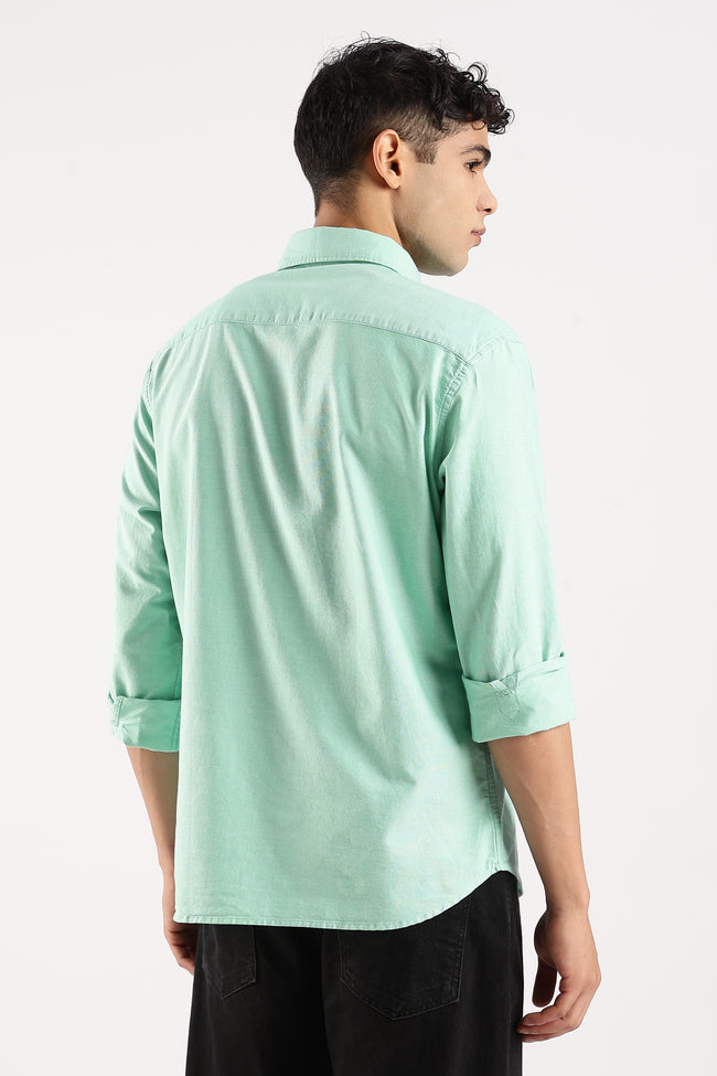 Men Green Cotton Oxford Shirt