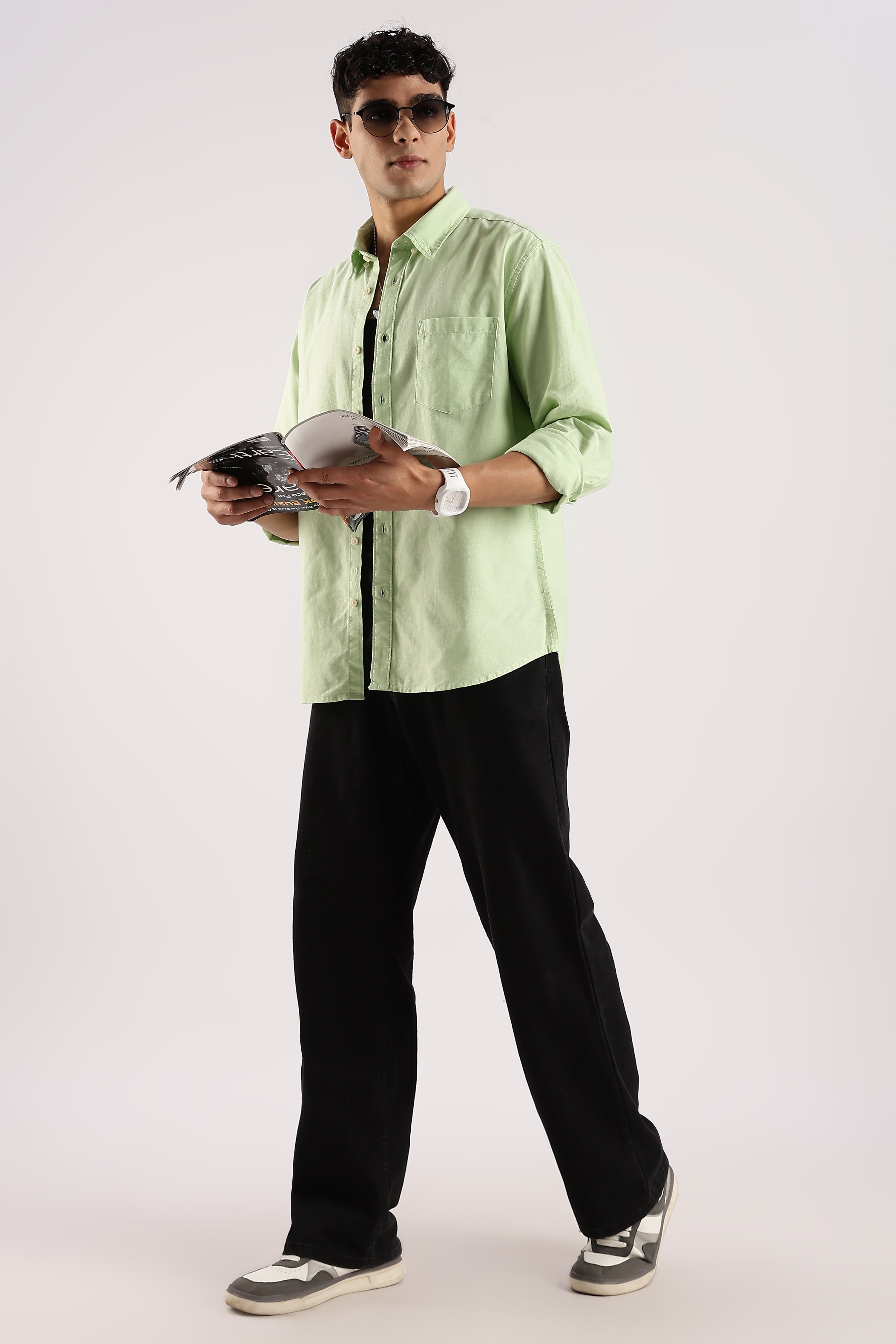 Men Green Cotton Oxford Shirt
