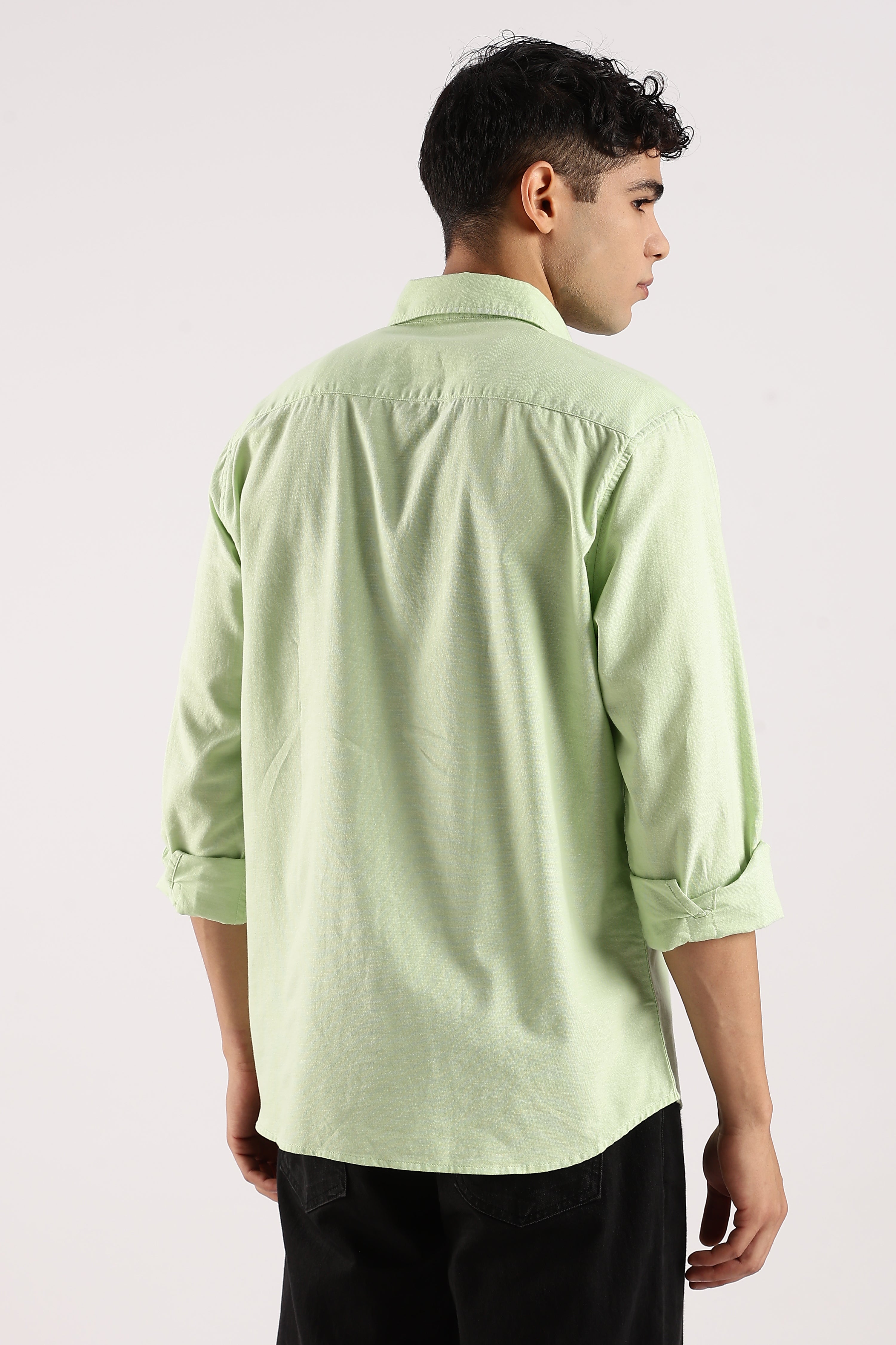 Men Green Cotton Oxford Shirt