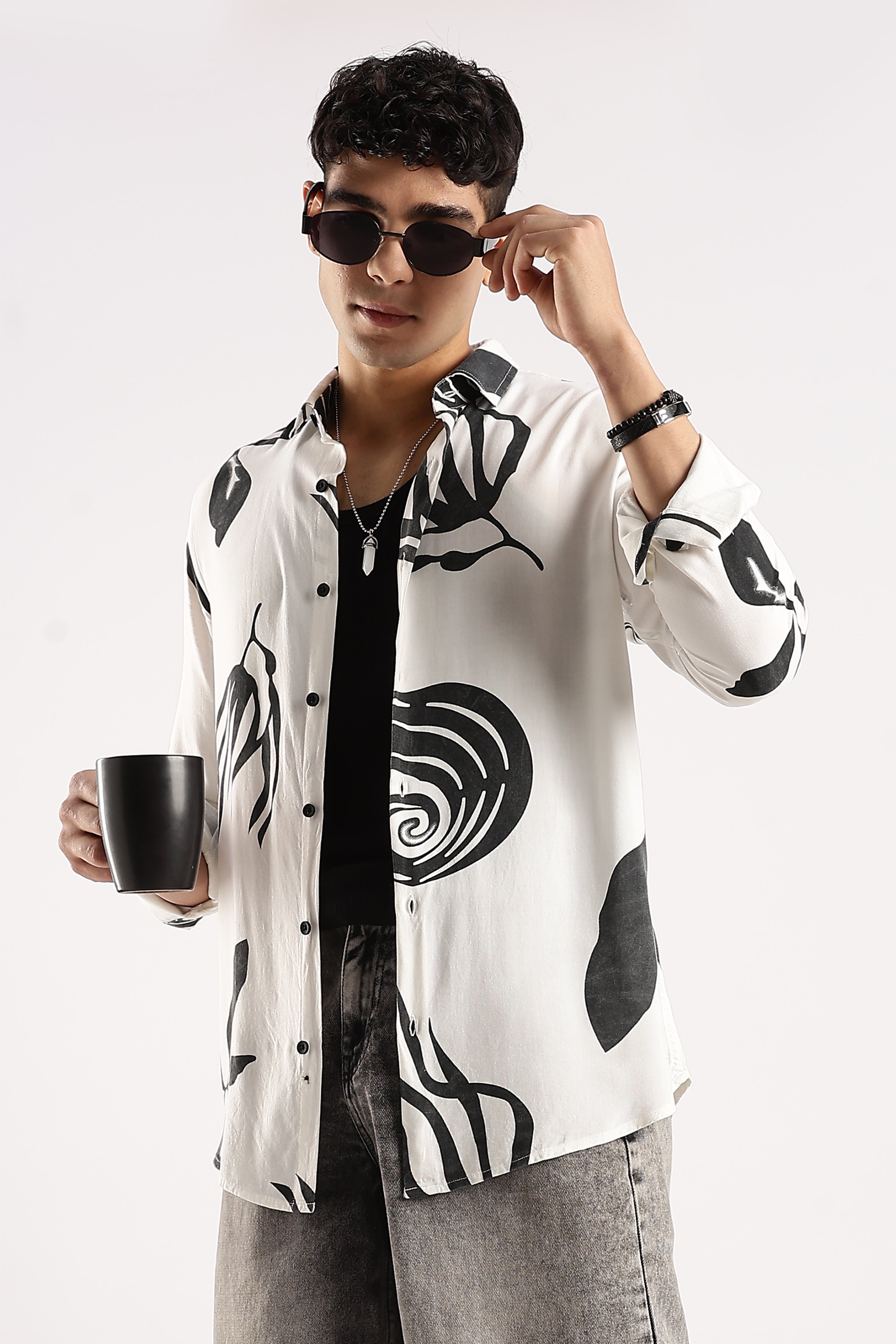 Men White Viscose Shirt