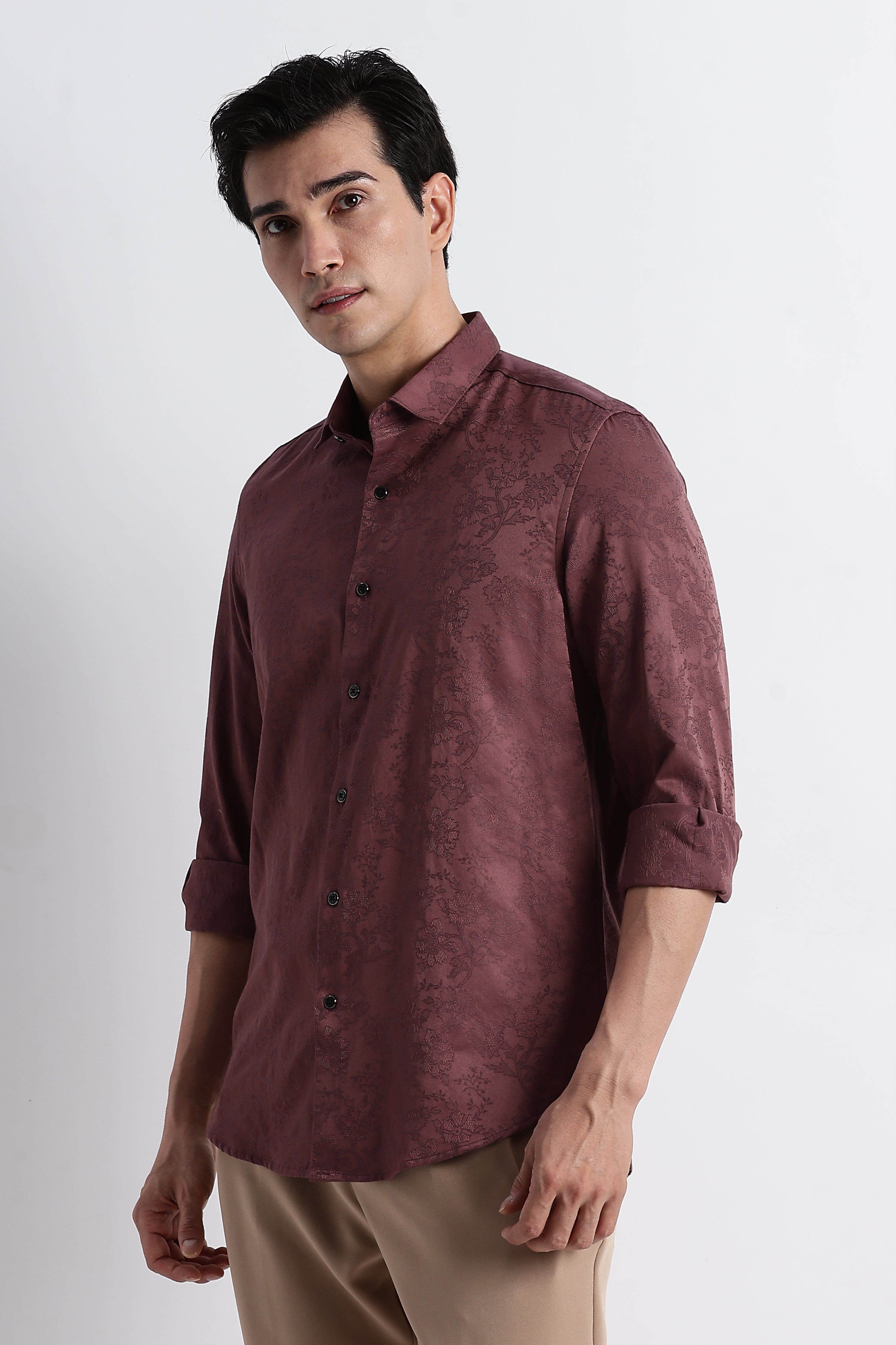 Men Textured Jacquard Shirt