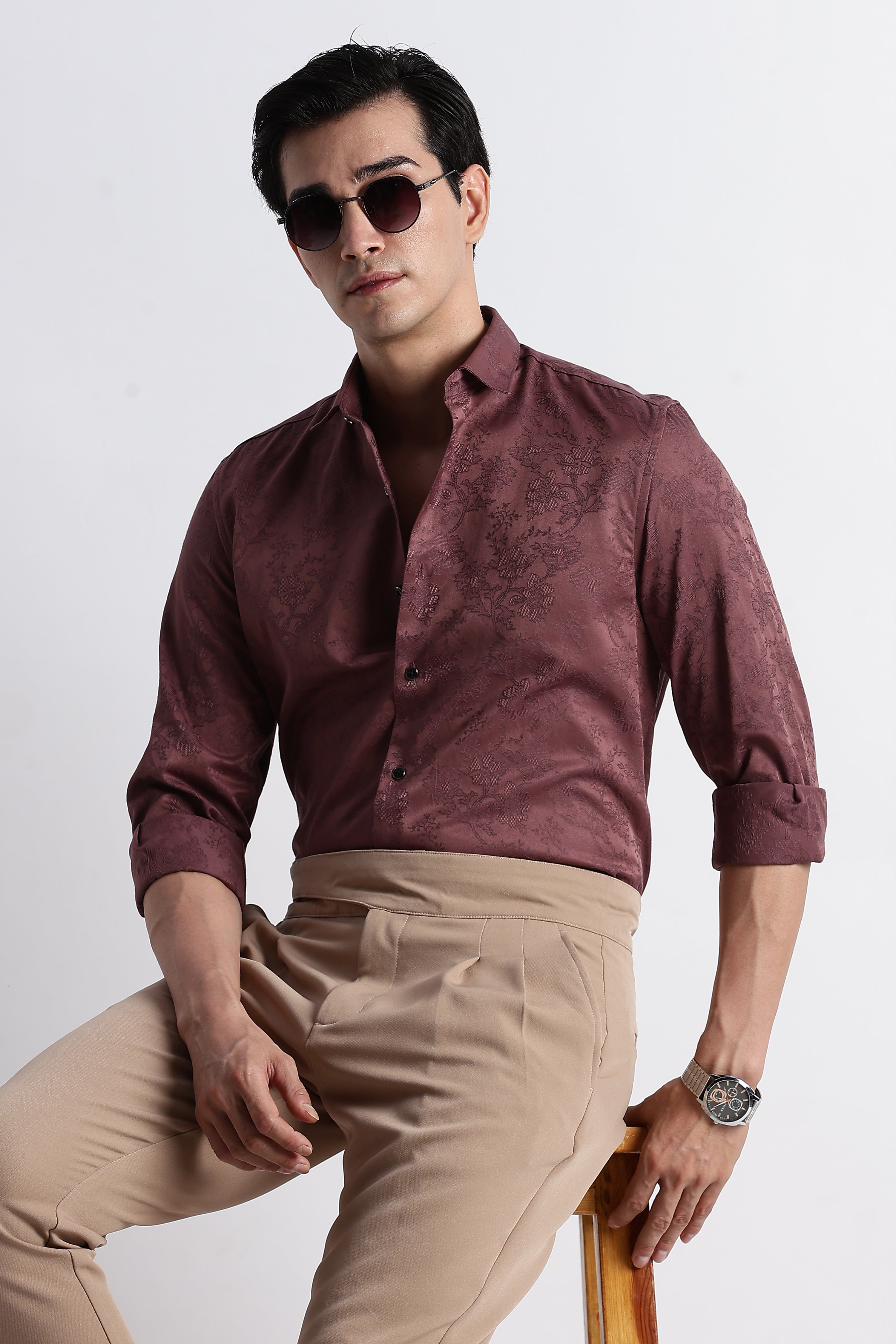 Men Textured Jacquard Shirt