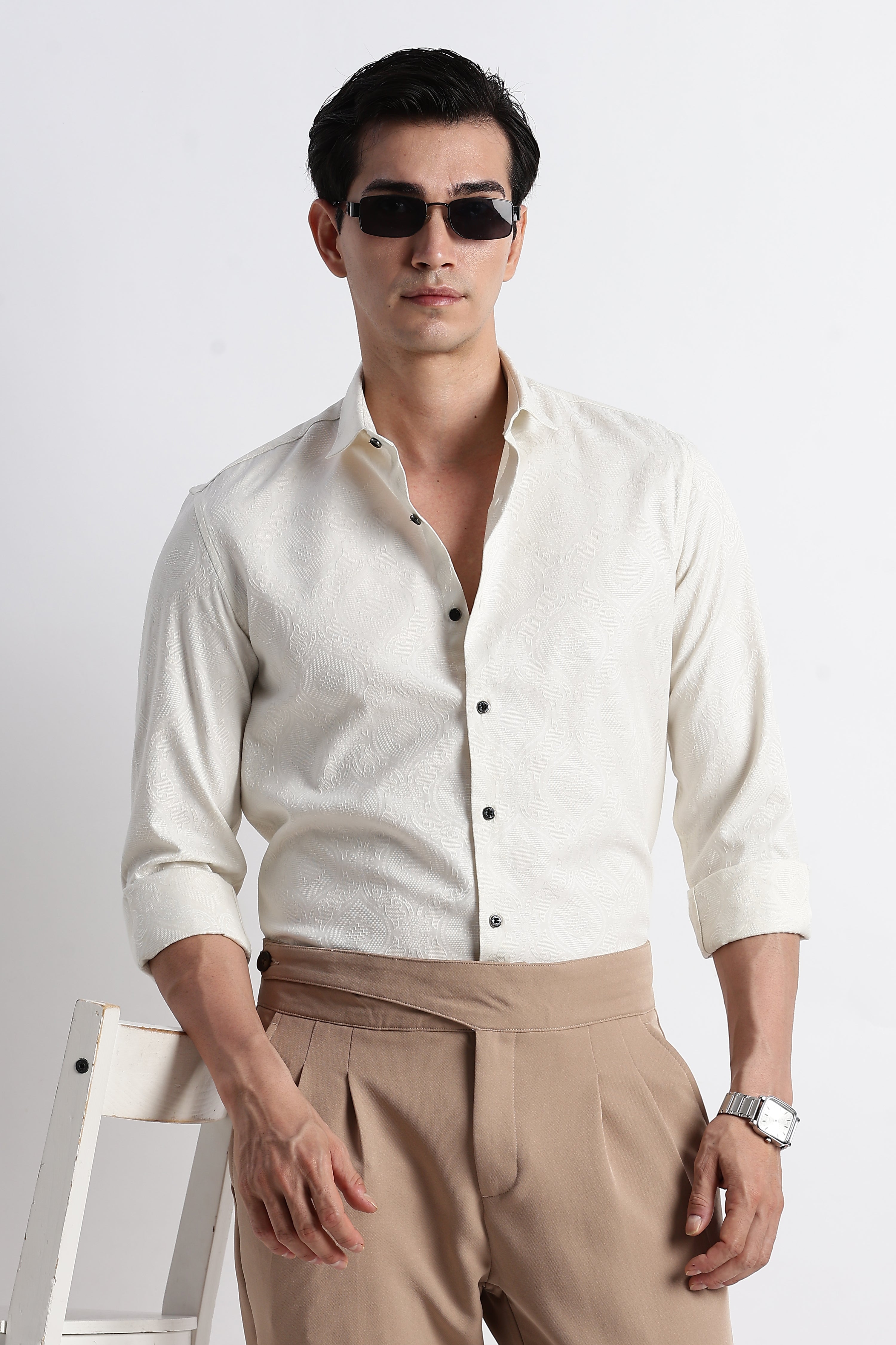 Men Textured Jacquard Shirt