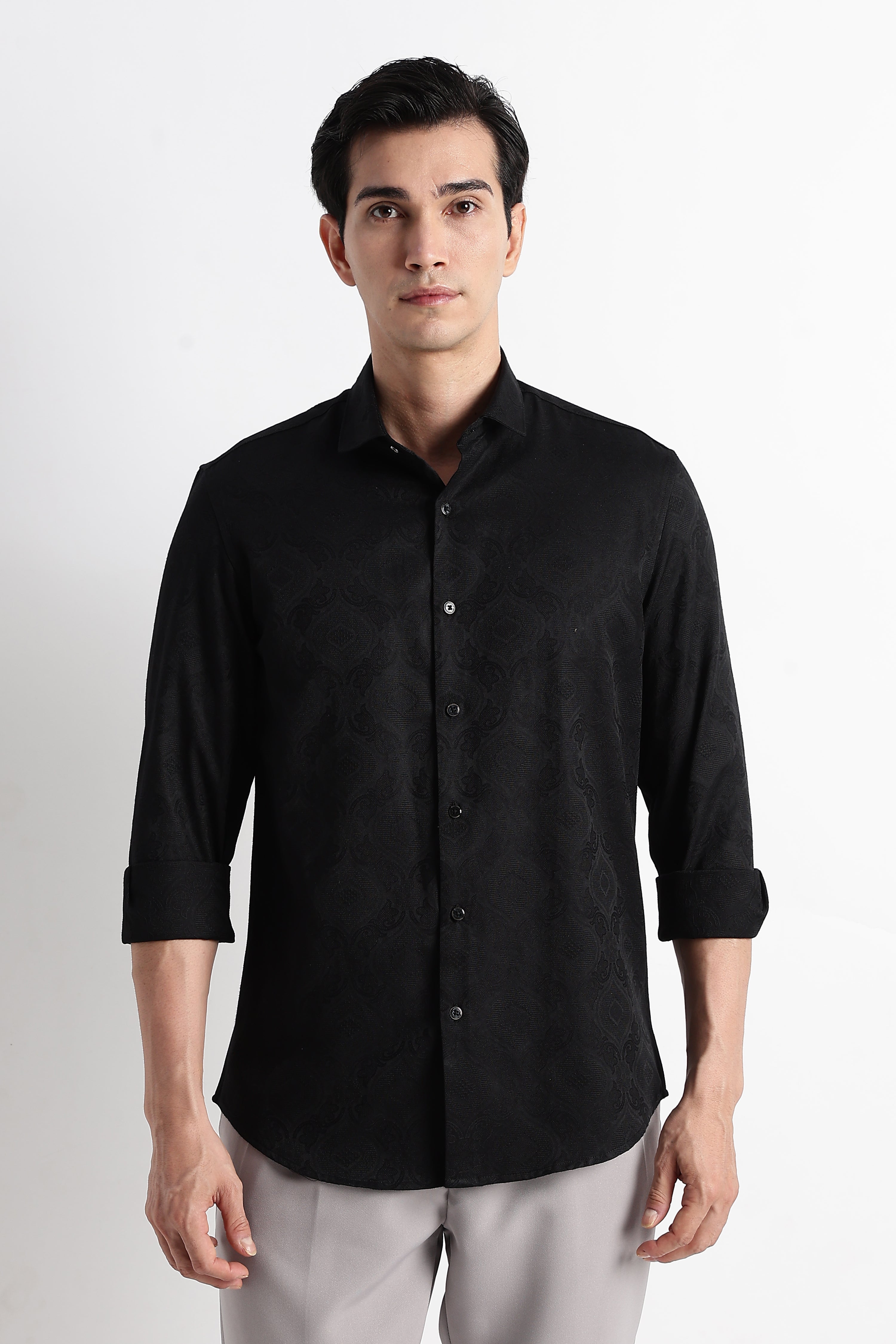 Men Textured Jacquard Shirt