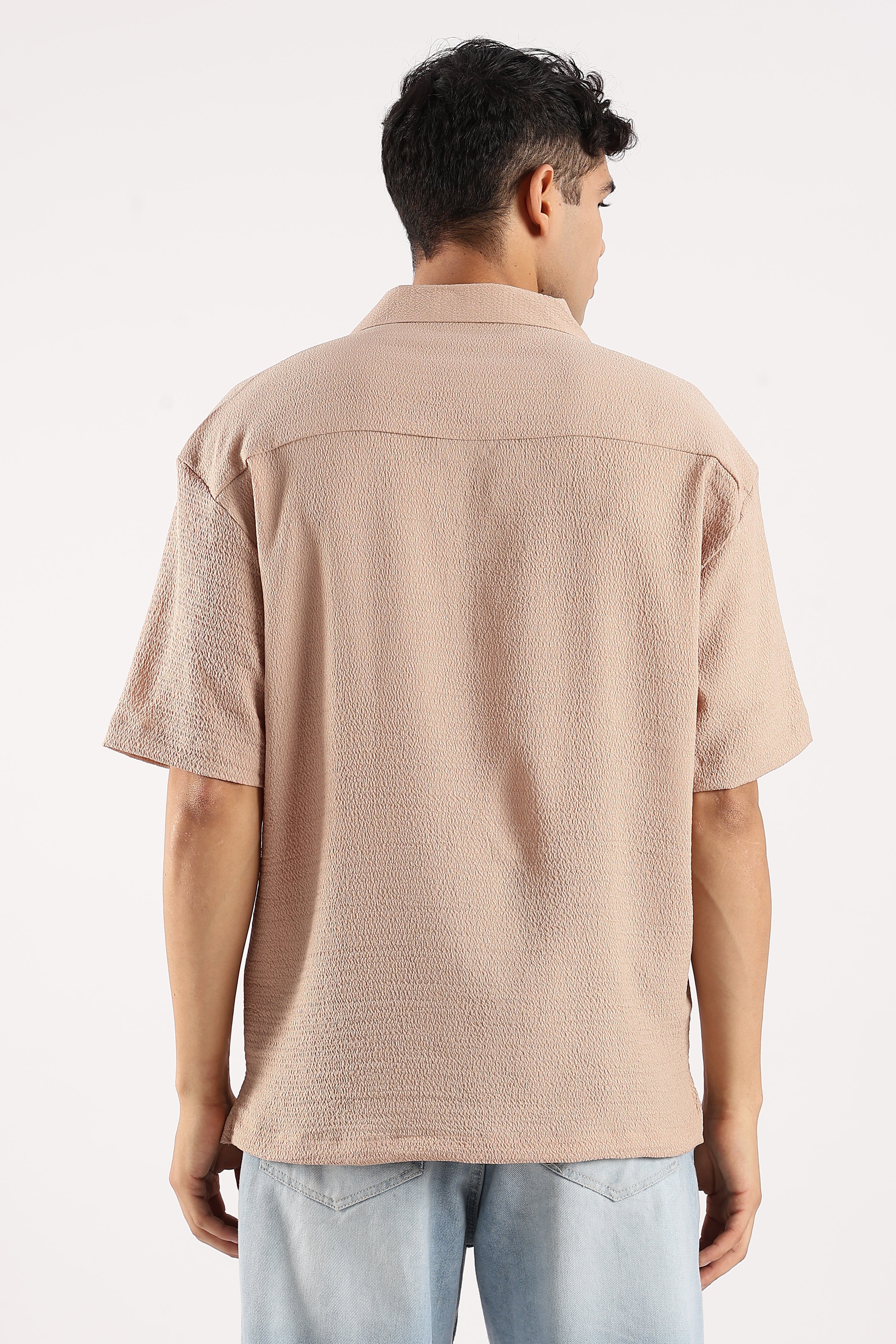 Men Brown Poly Textured Shirt