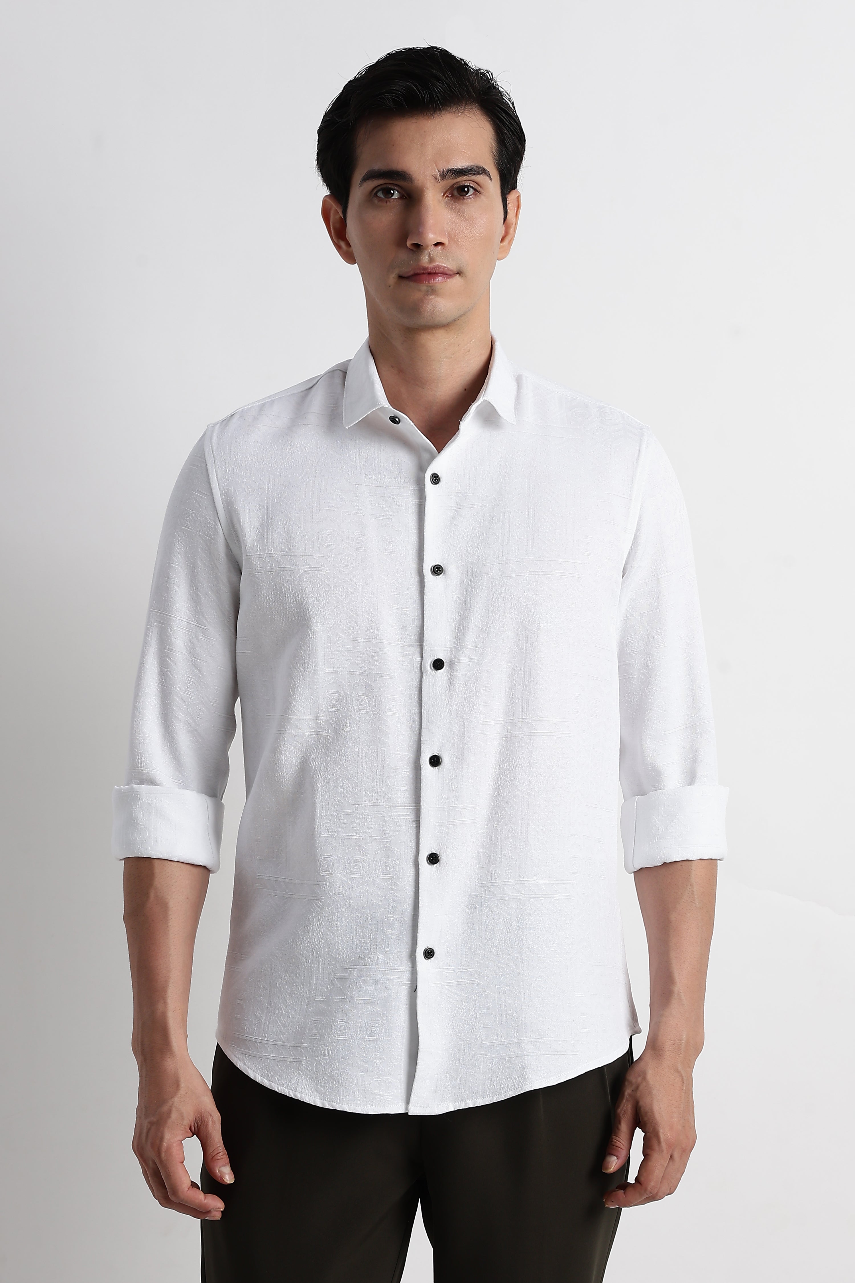 Men Textured Jacquard Shirt