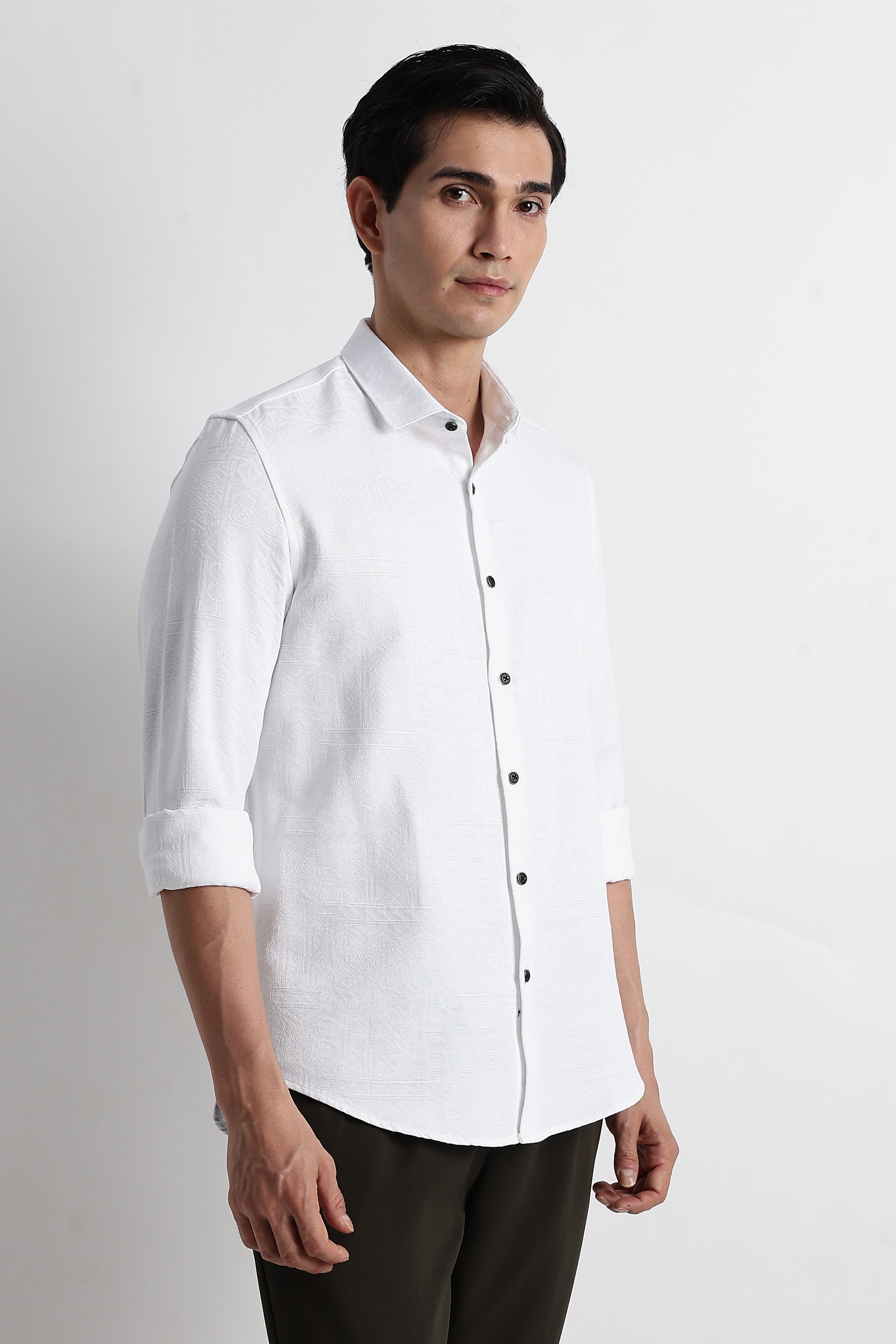Men Textured Jacquard Shirt