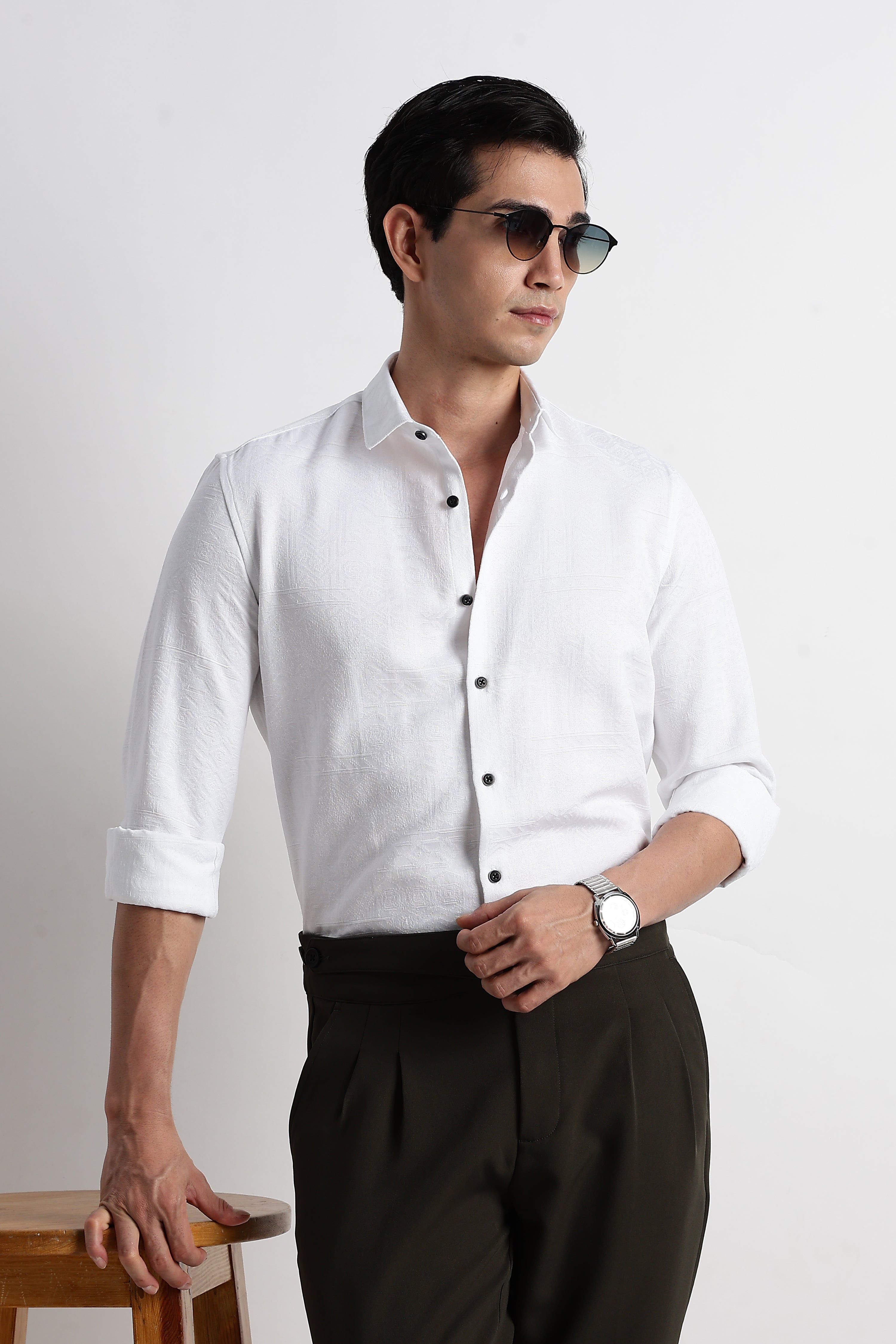 Men Textured Jacquard Shirt