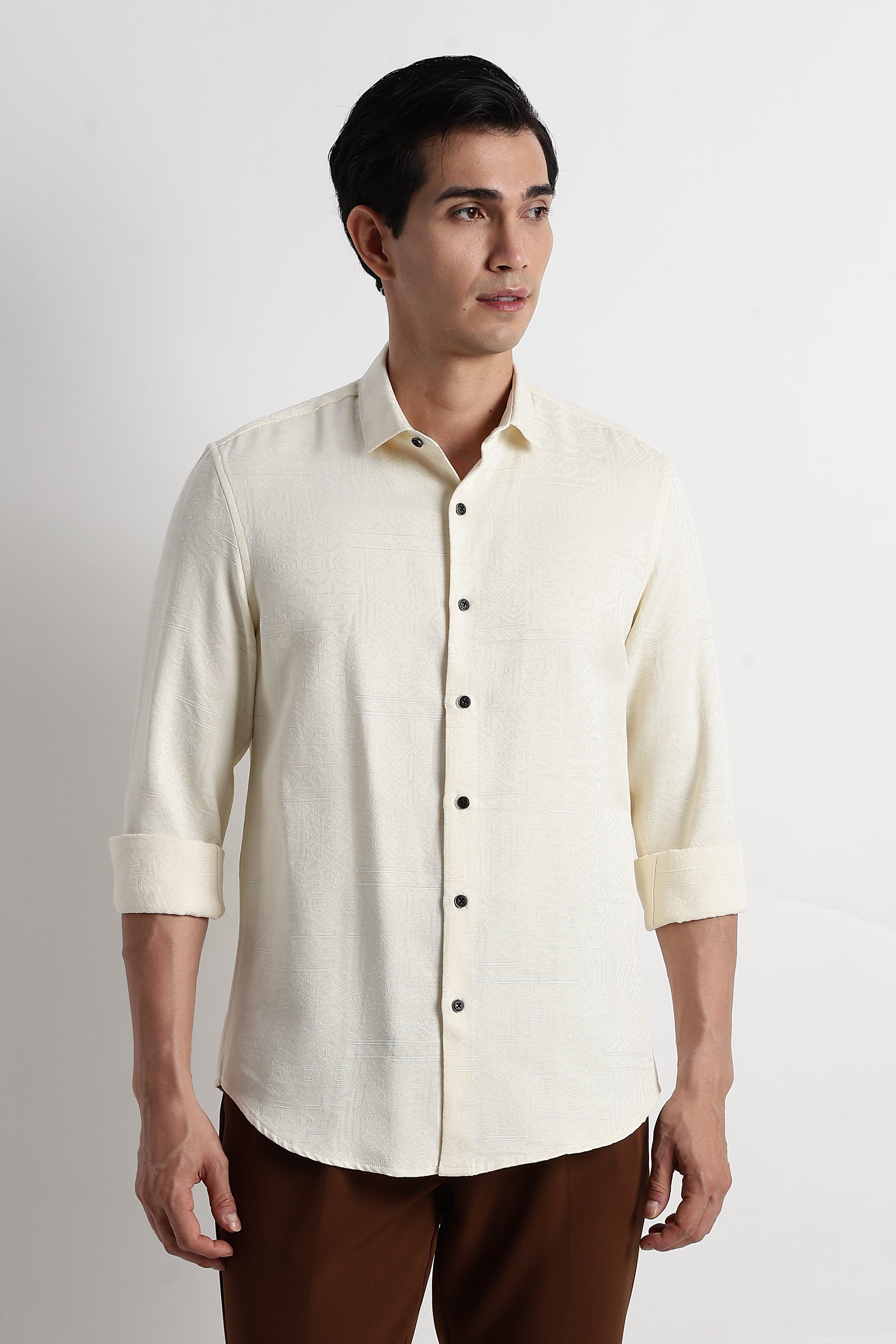 Men Textured Jacquard Shirt