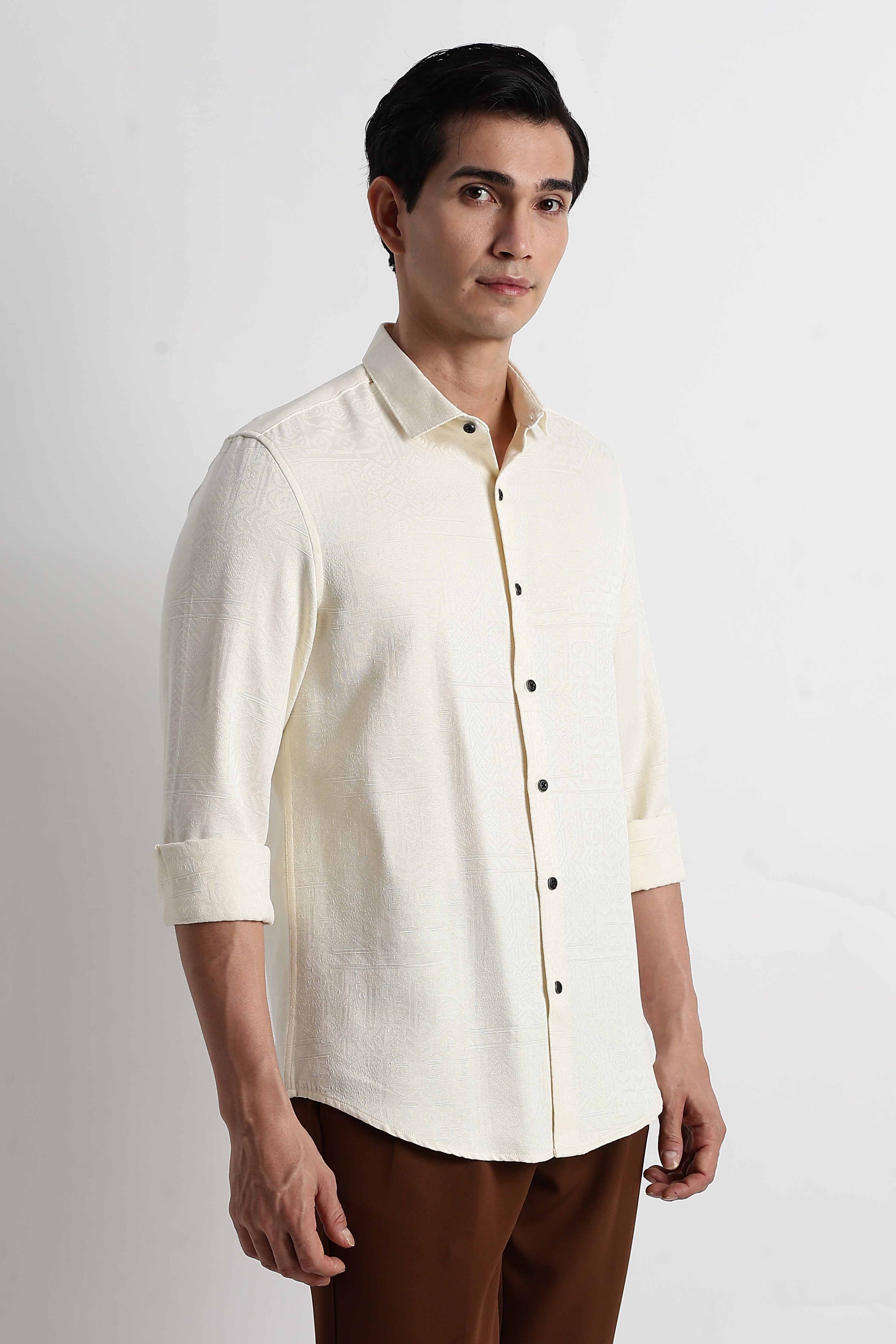 Men Textured Jacquard Shirt
