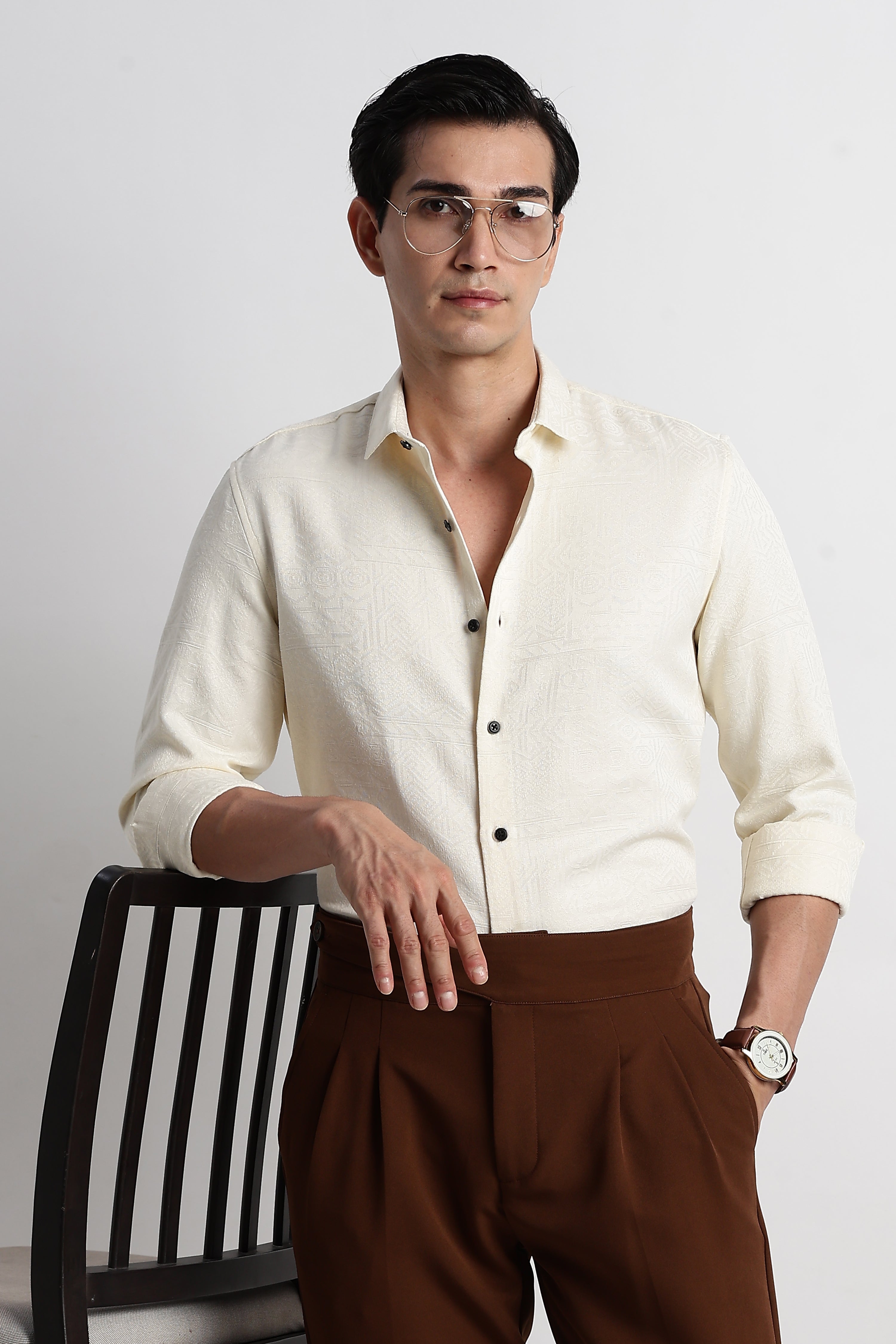 Men Textured Jacquard Shirt