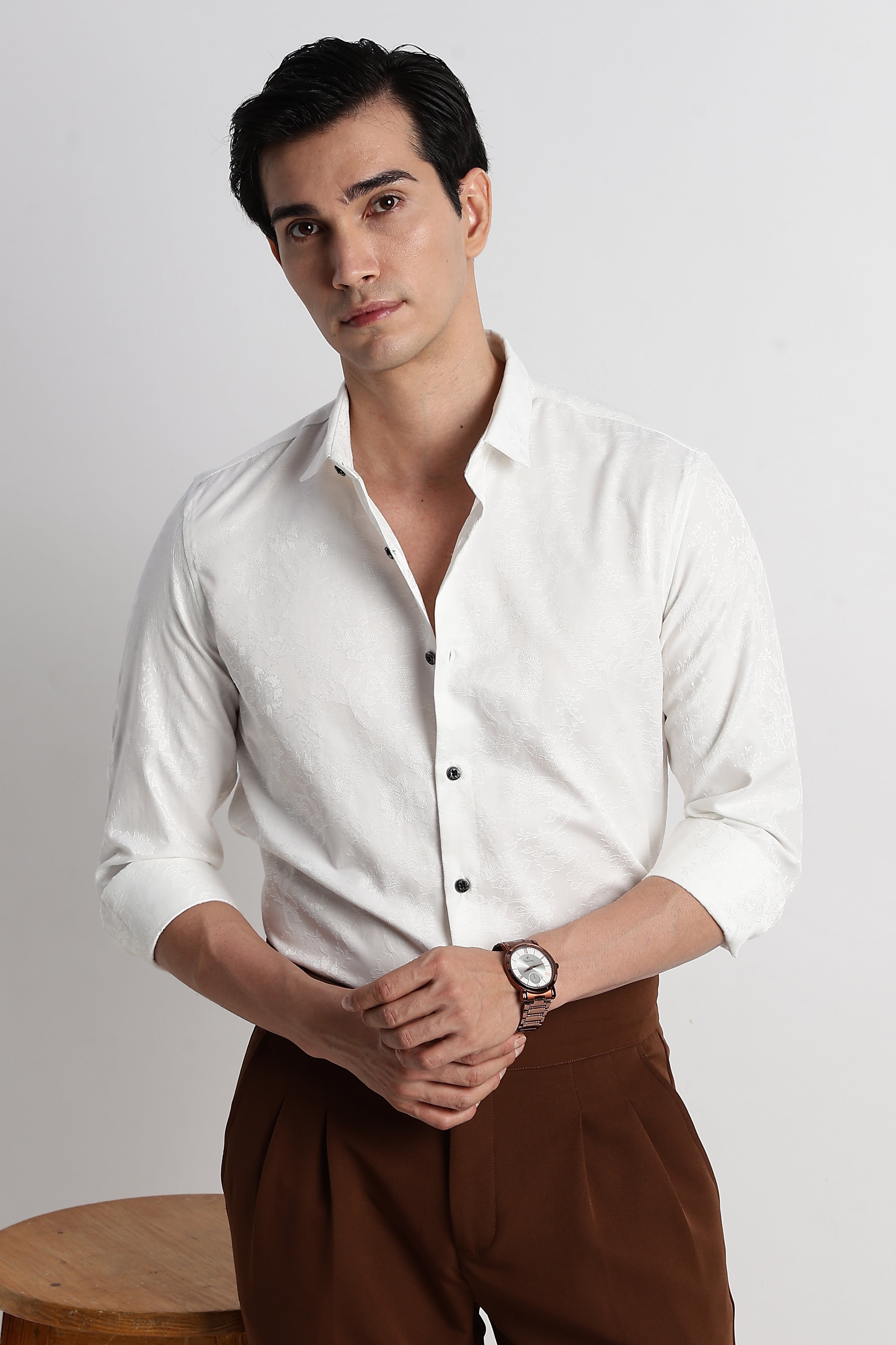 Men Textured Jacquard Shirt