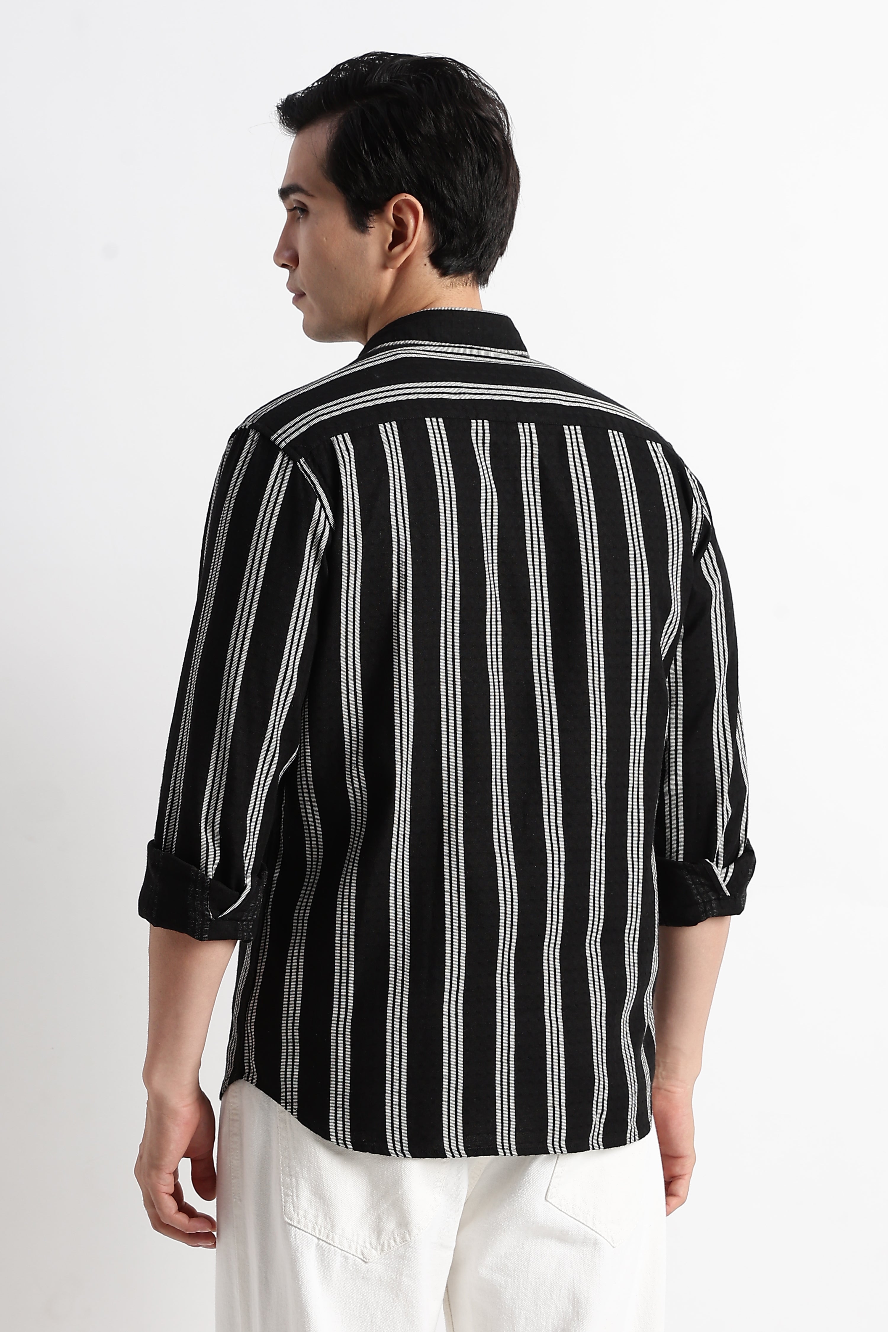 Men Vertical Stripe Textured Shirt