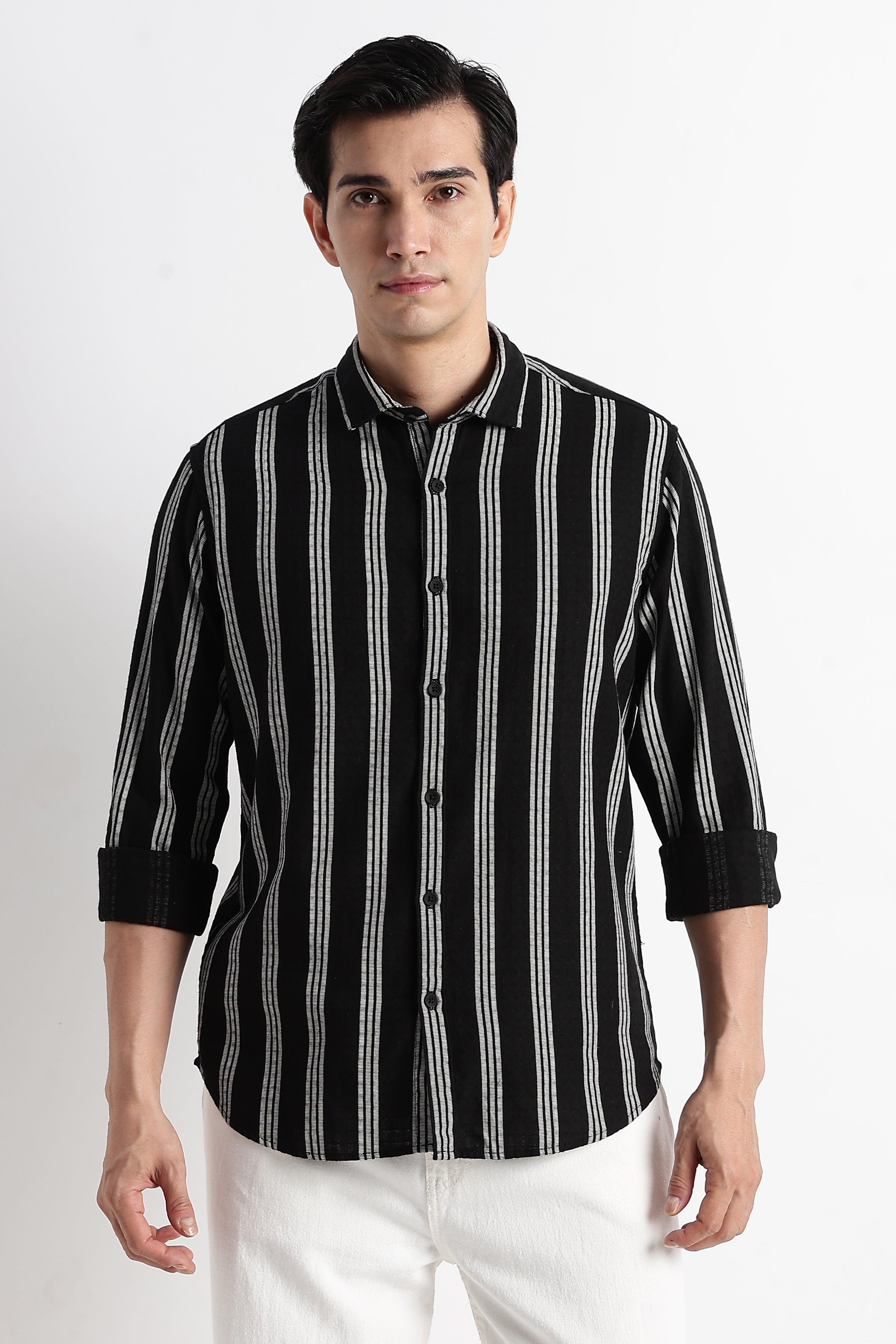 Men Vertical Stripe Textured Shirt