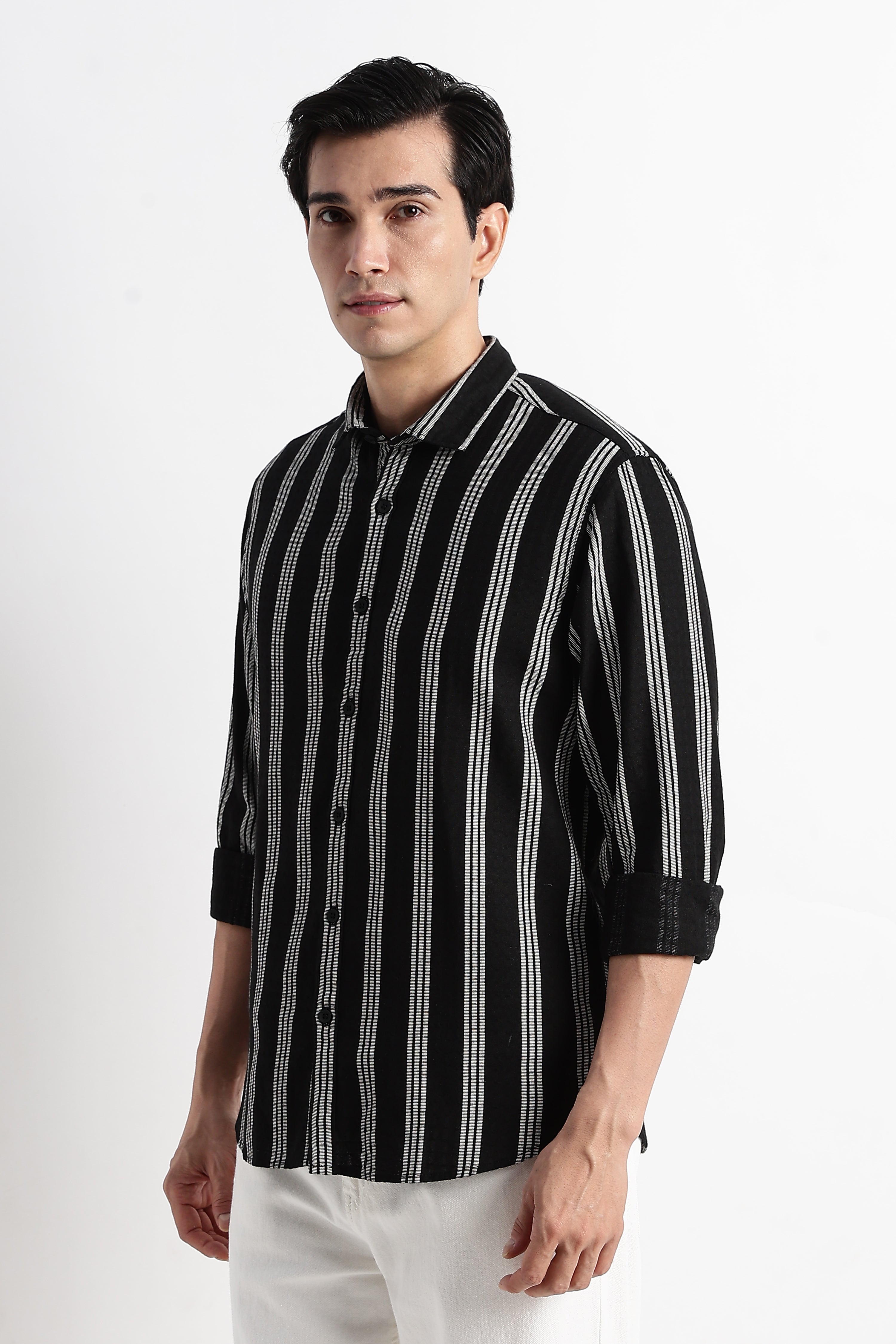 Men Vertical Stripe Textured Shirt