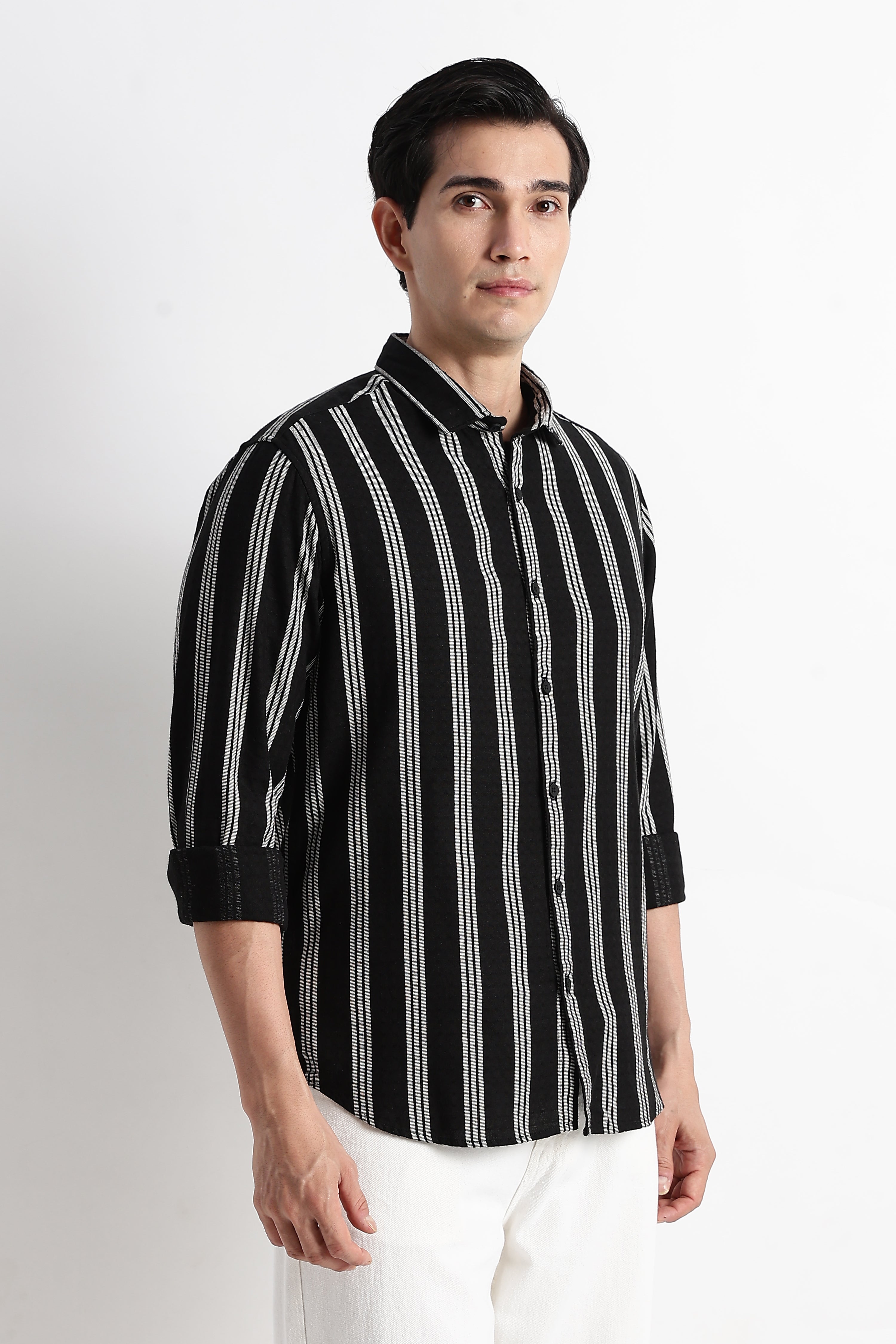 Men Vertical Stripe Textured Shirt