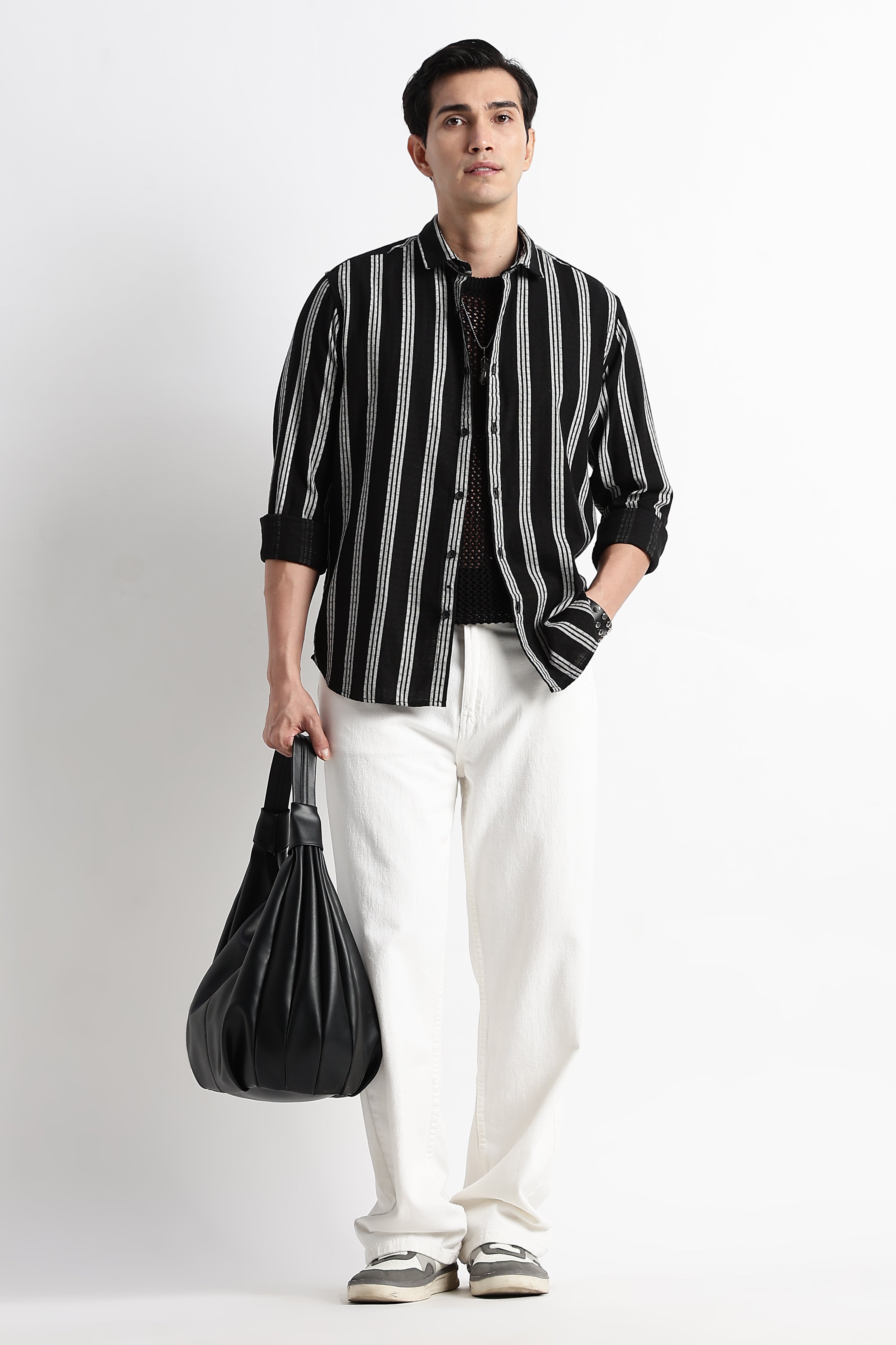 Men Vertical Stripe Textured Shirt