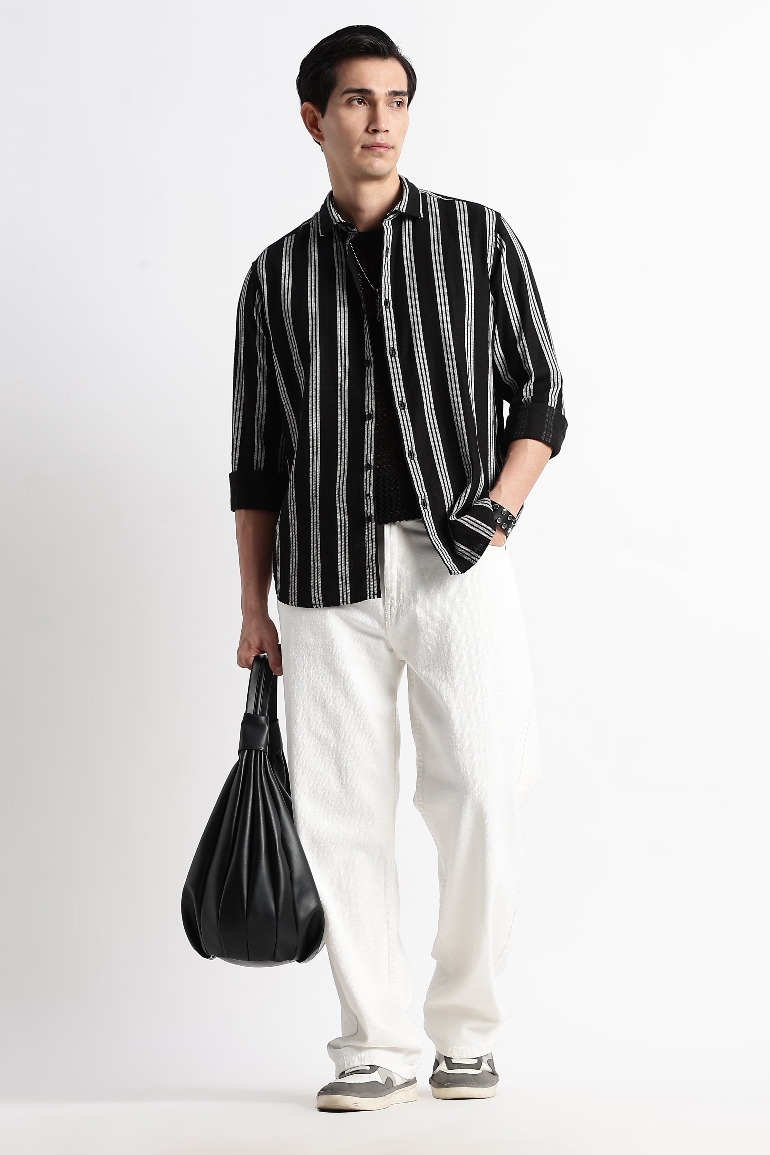Men Vertical Stripe Textured Shirt