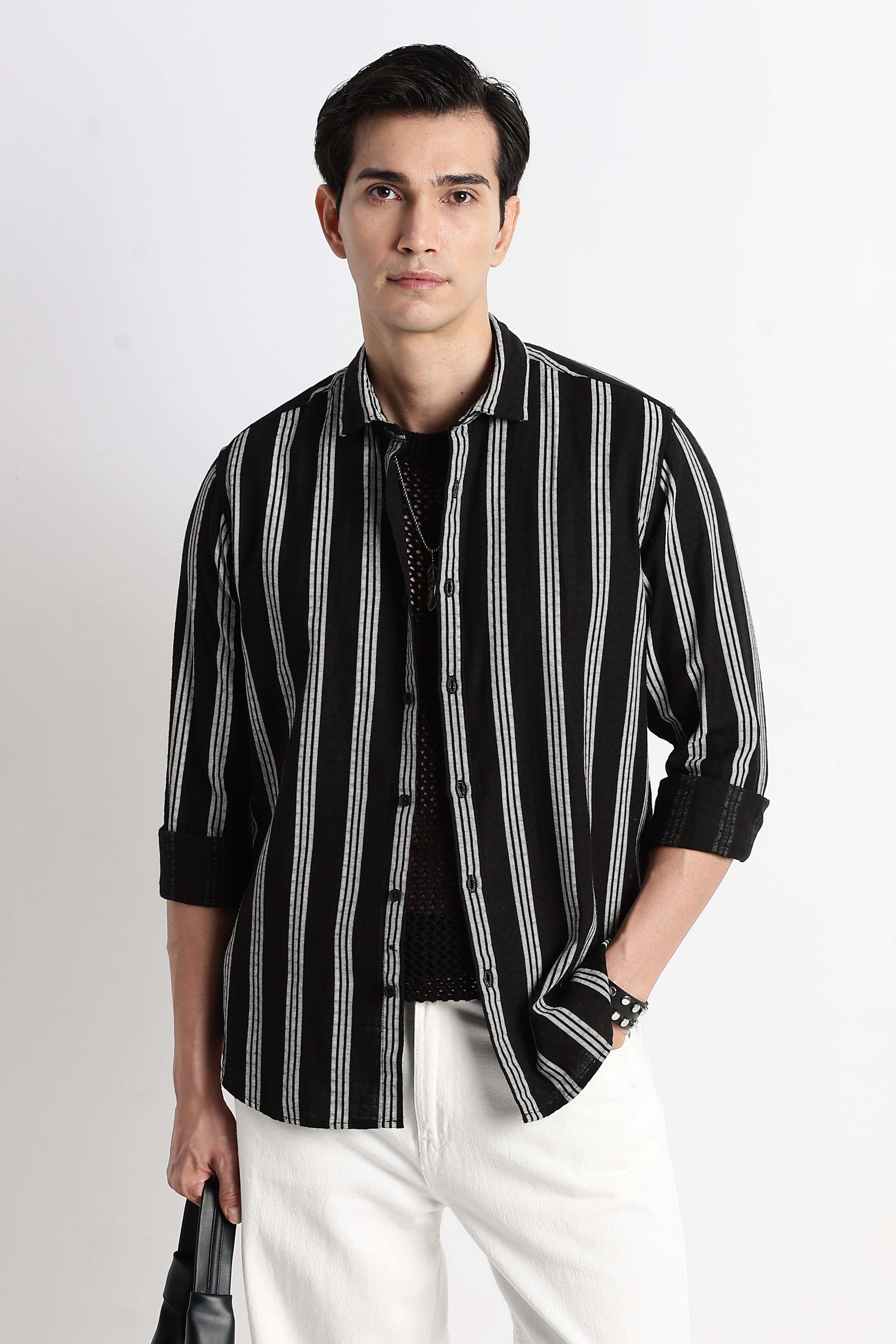 Men Vertical Stripe Textured Shirt