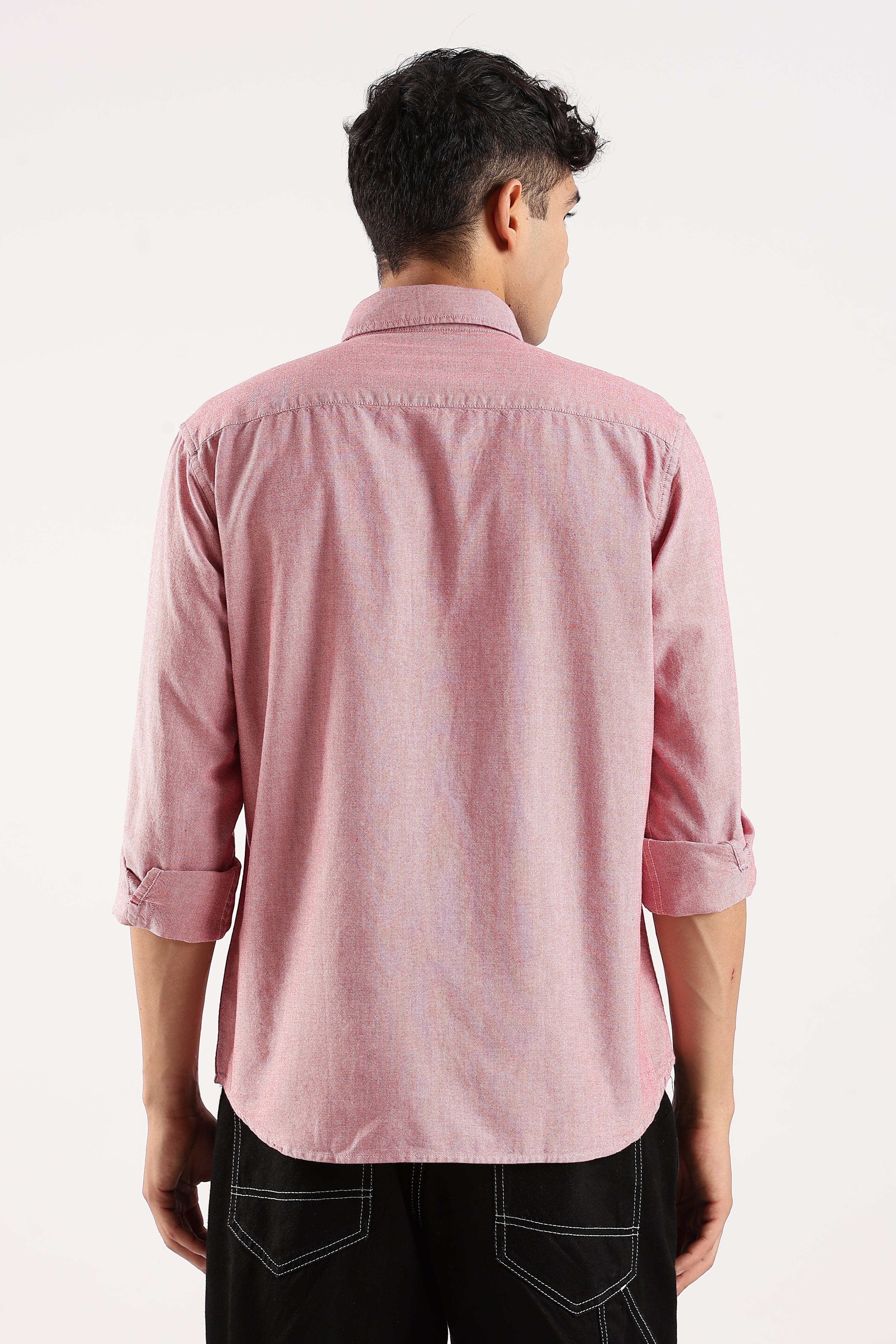 Men Red Cotton Oxford Shirt