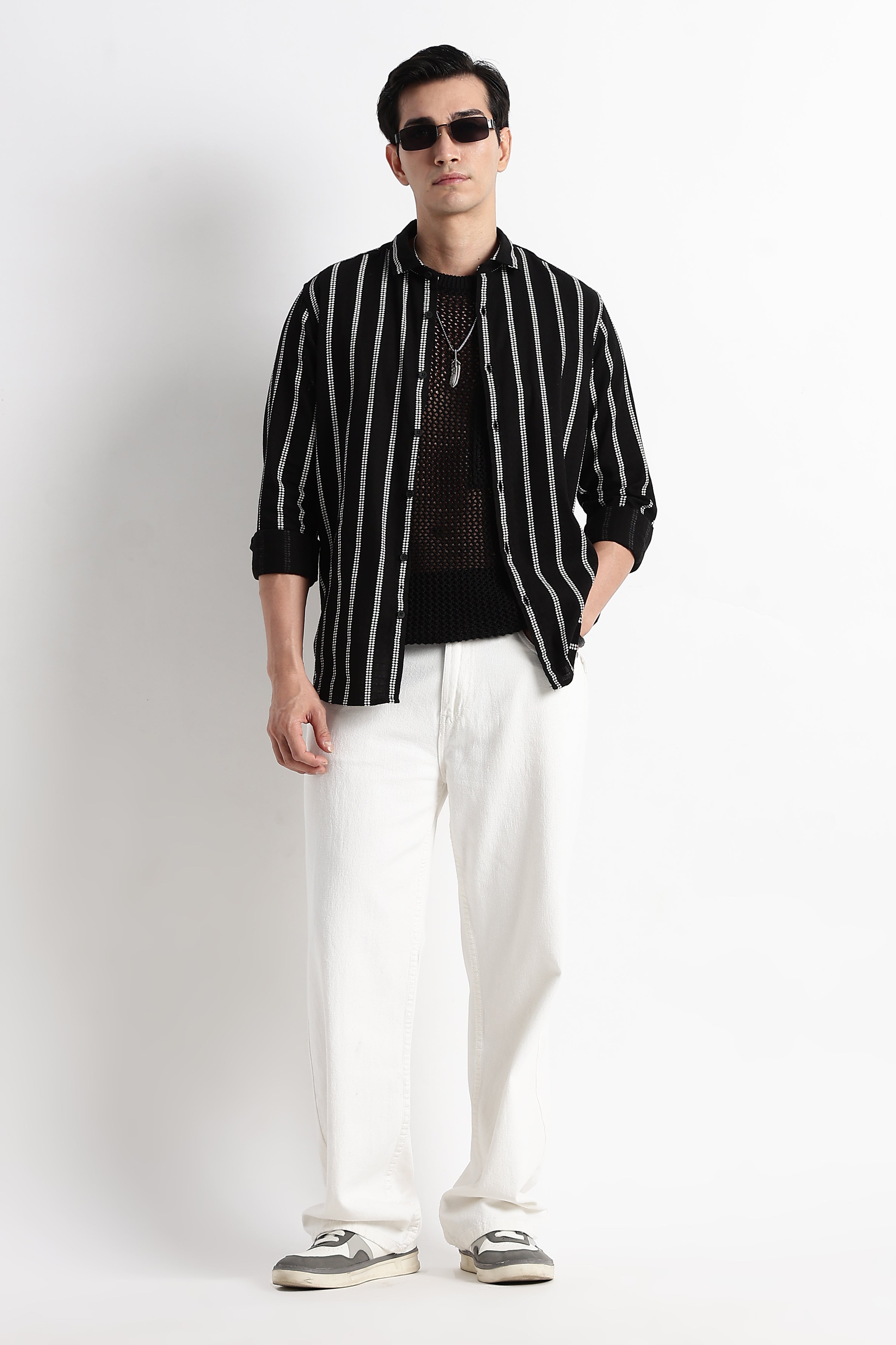 Men Vertical Stripe Textured Shirt