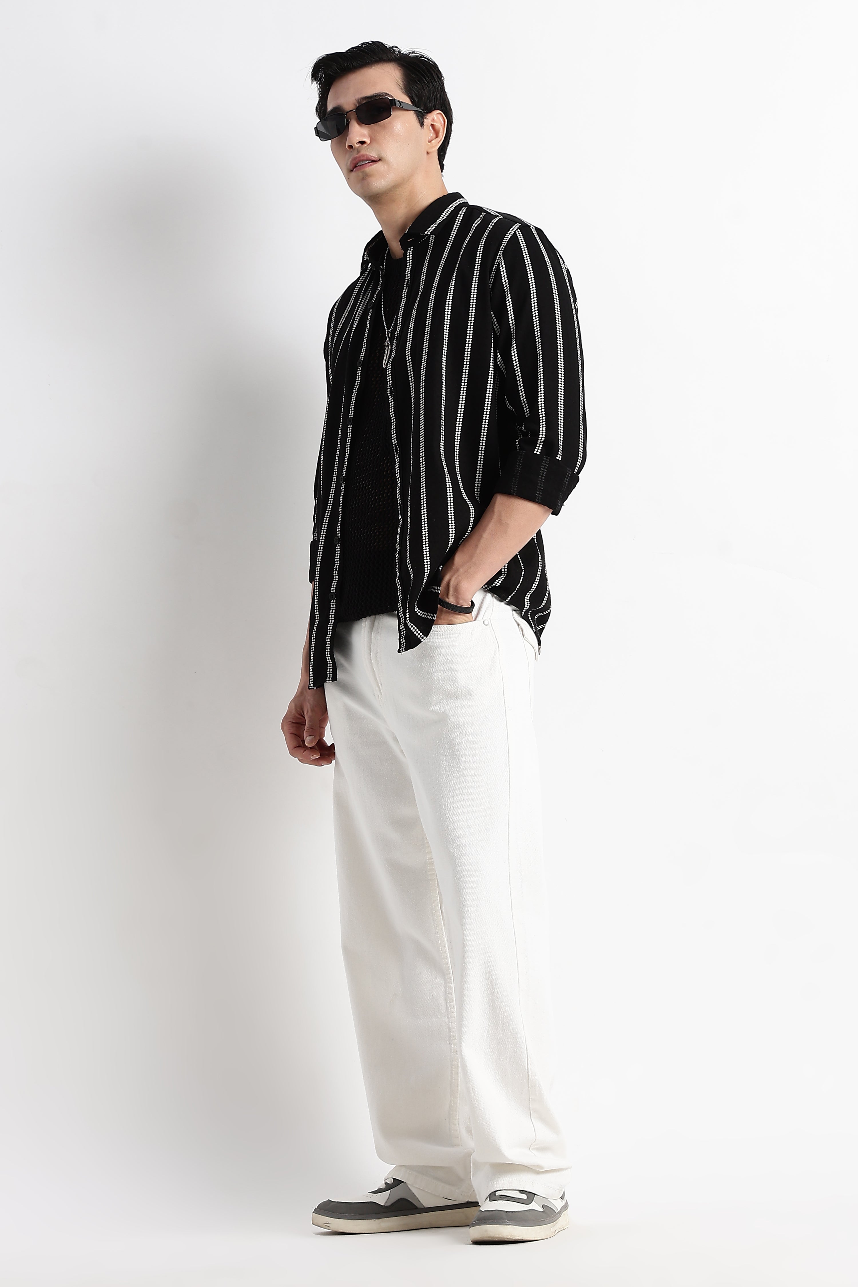 Men Vertical Stripe Textured Shirt