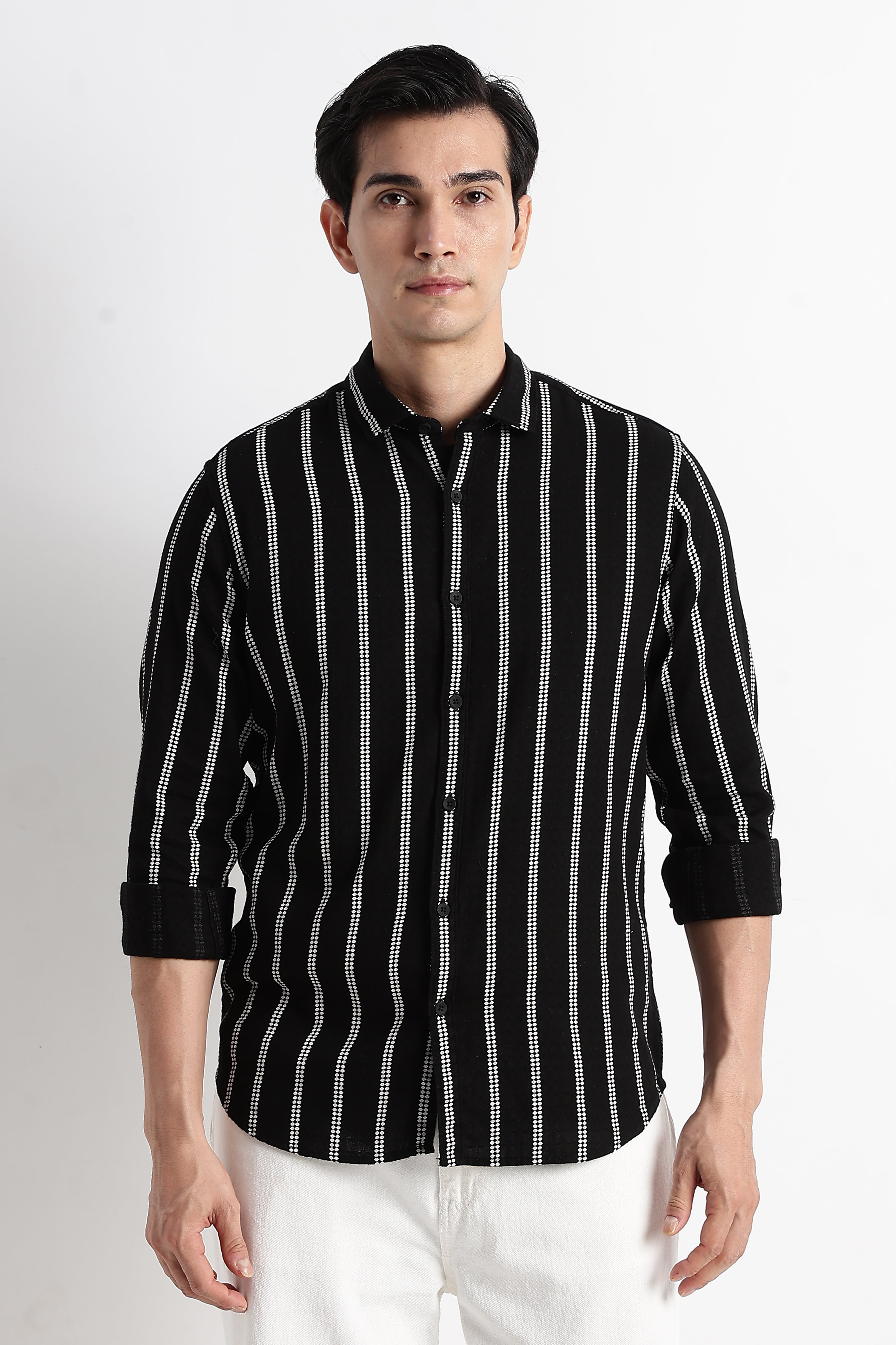 Men Vertical Stripe Textured Shirt