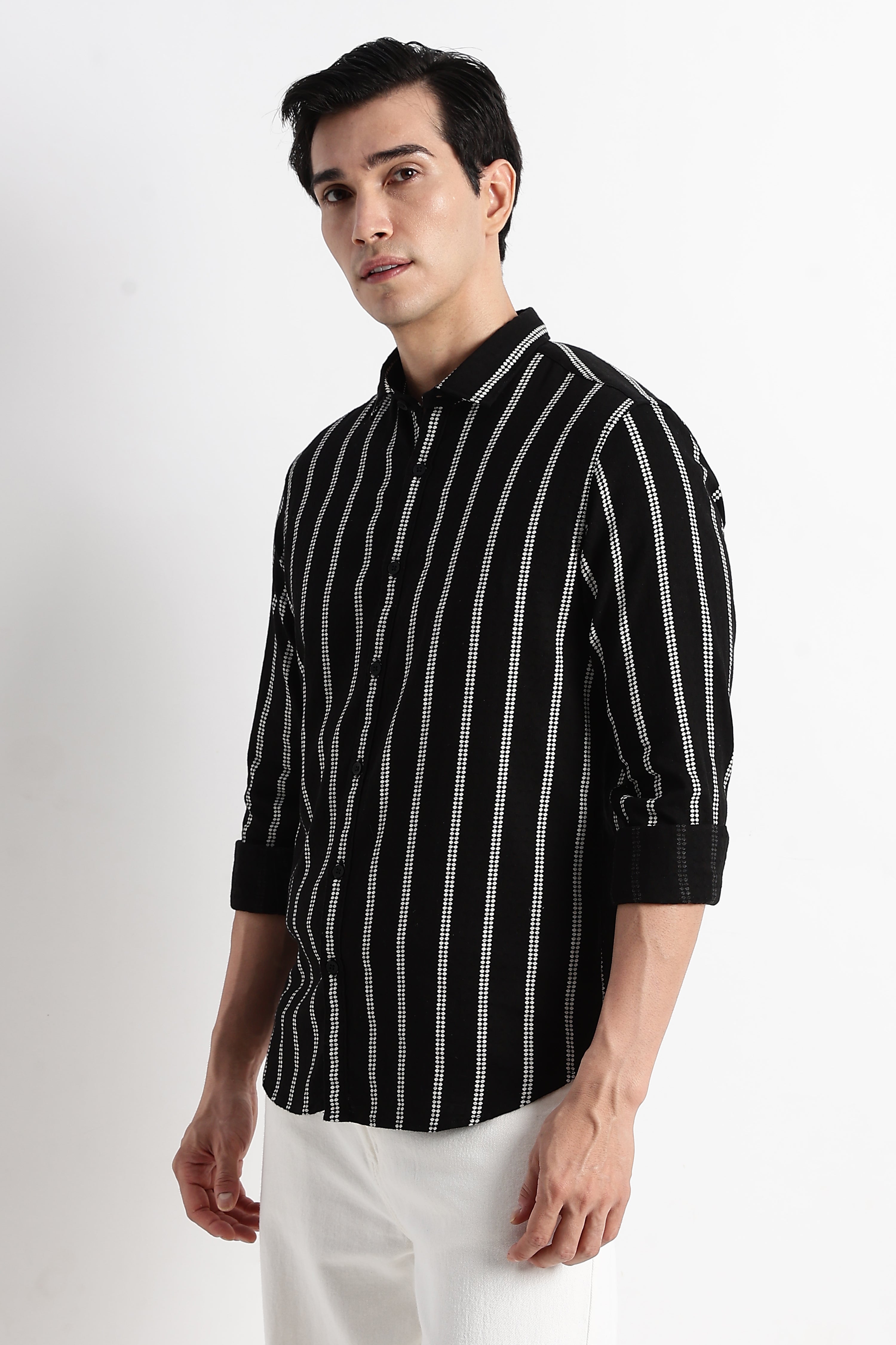 Men Vertical Stripe Textured Shirt