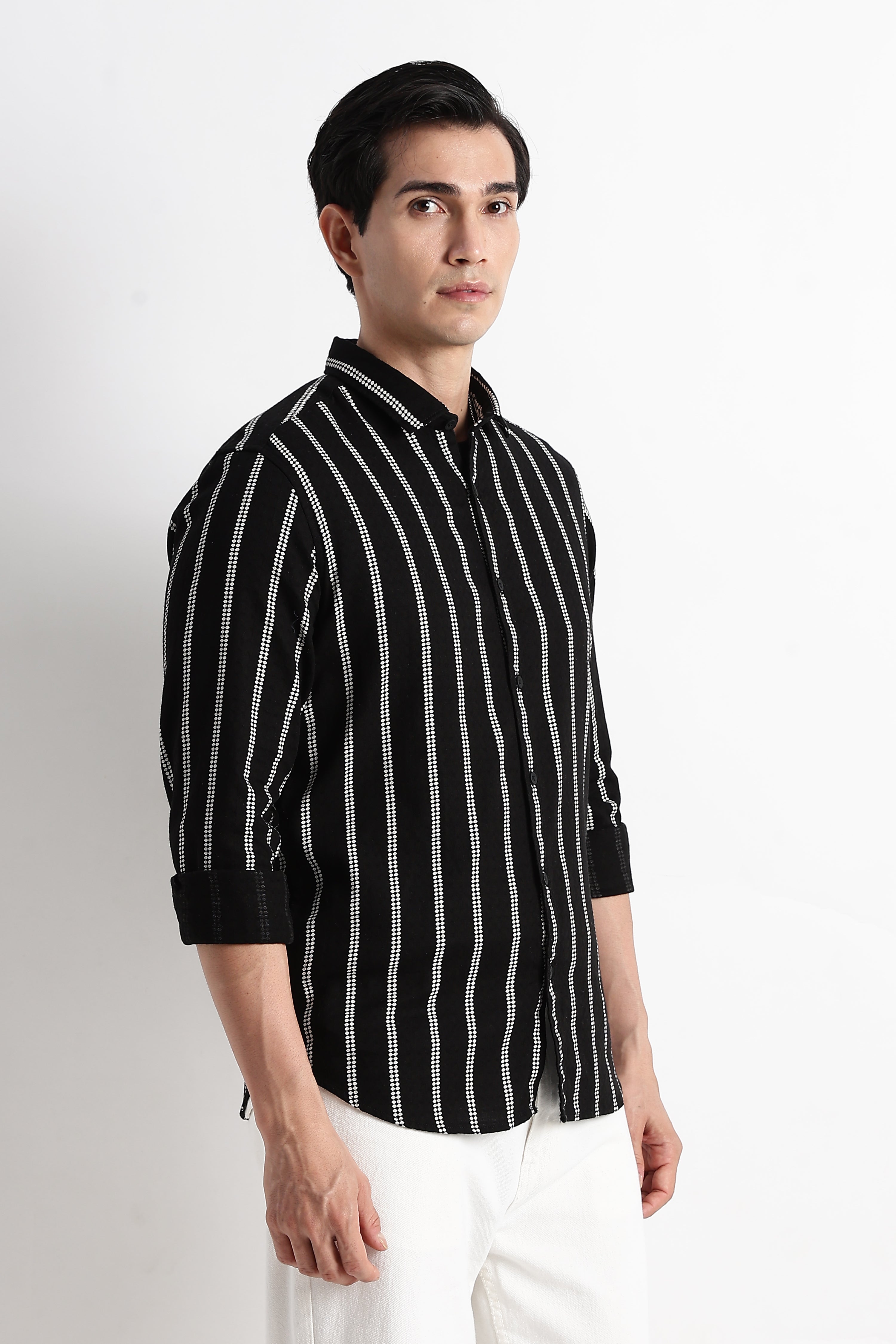 Men Vertical Stripe Textured Shirt