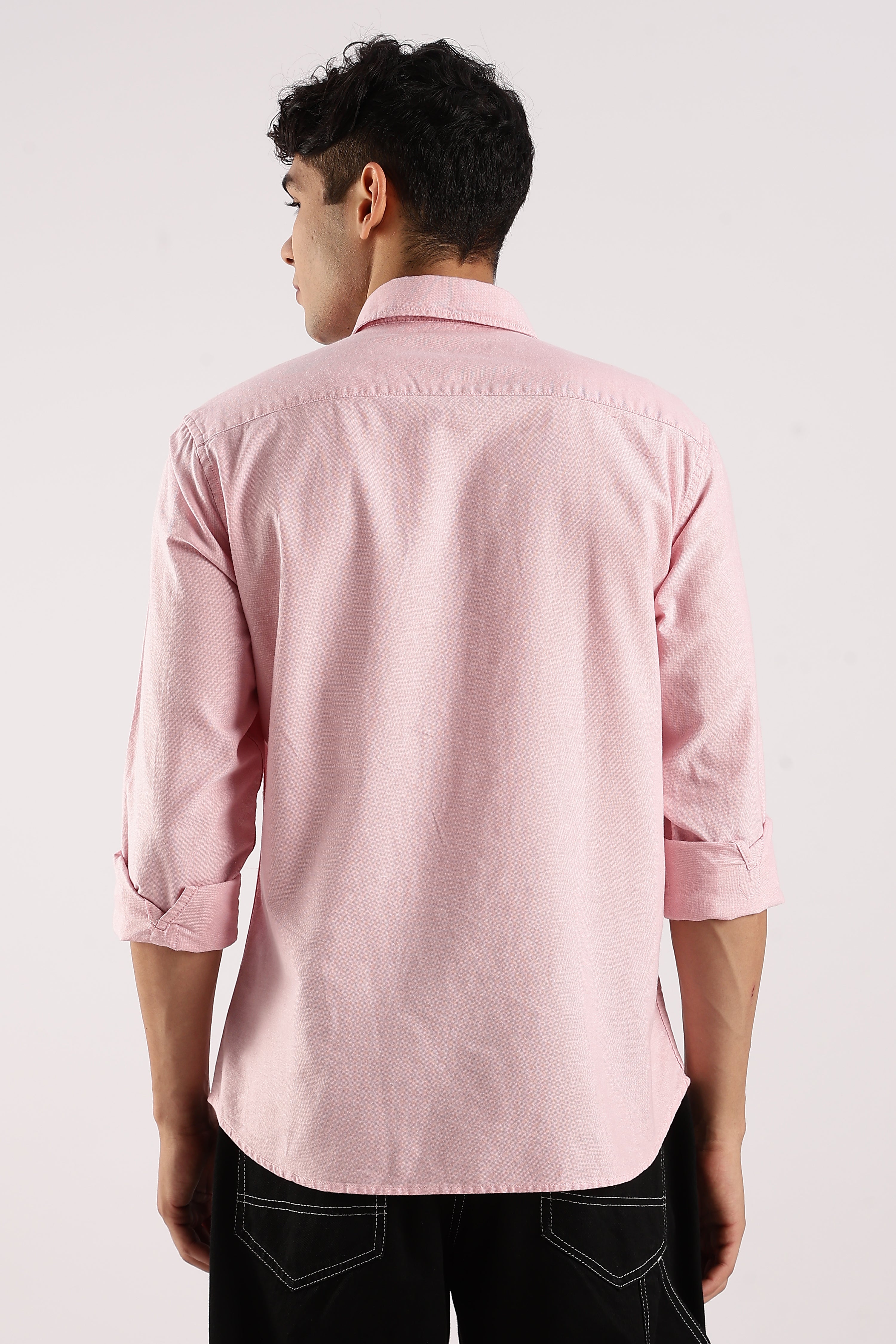 Men Pink Cotton Oxford Shirt