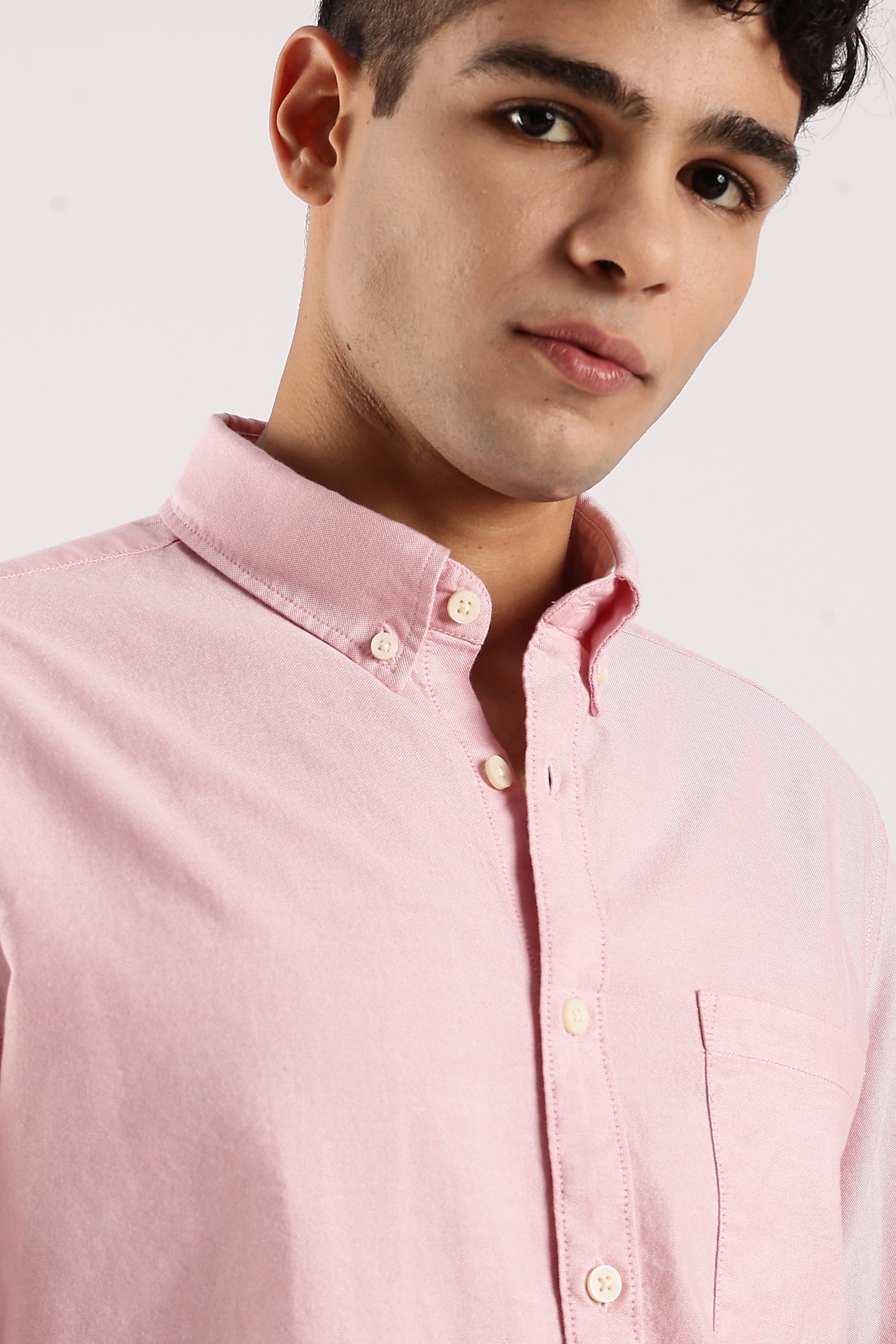 Men Pink Cotton Oxford Shirt