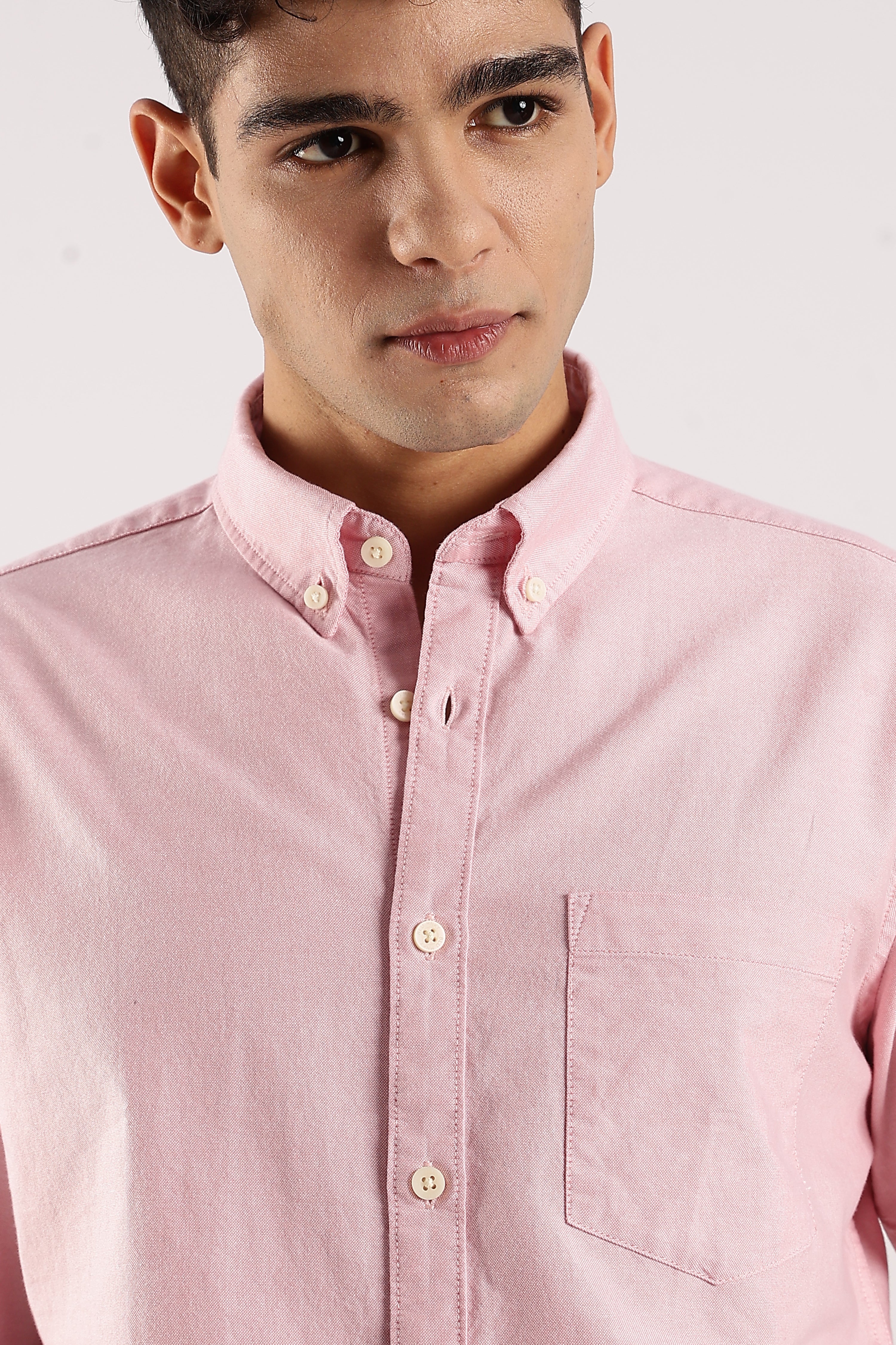 Men Pink Cotton Oxford Shirt