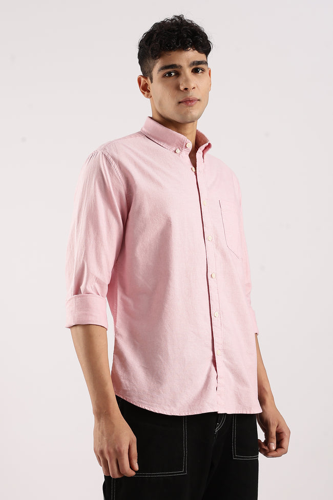 Men Pink Cotton Oxford Shirt