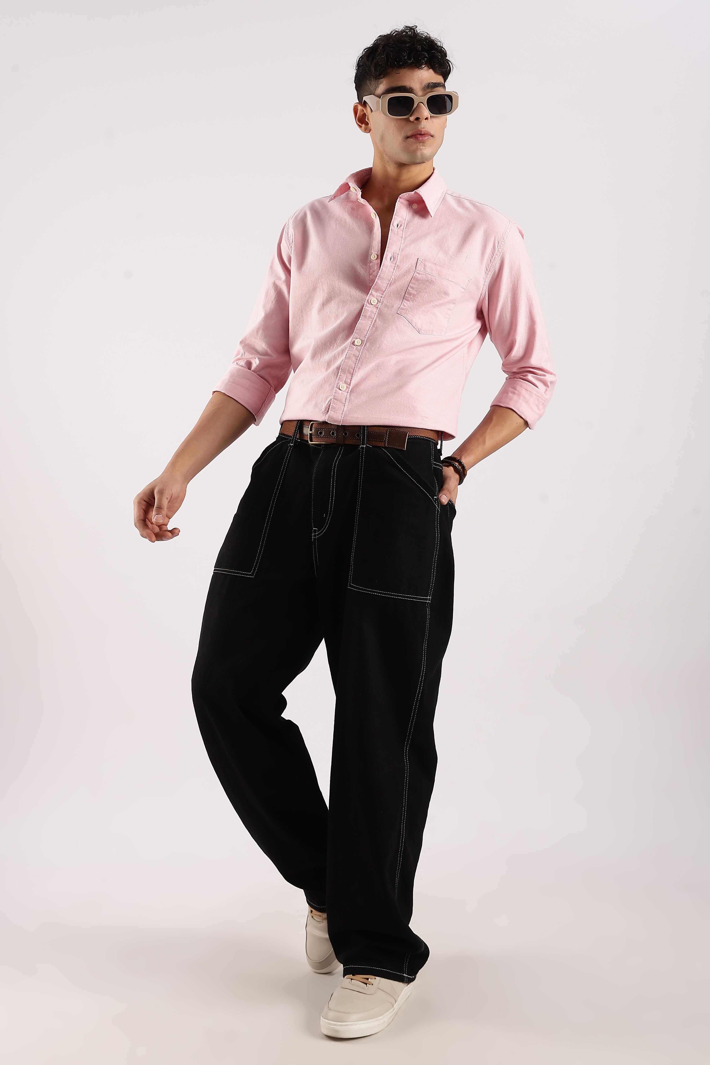 Men Pink Cotton Oxford Shirt
