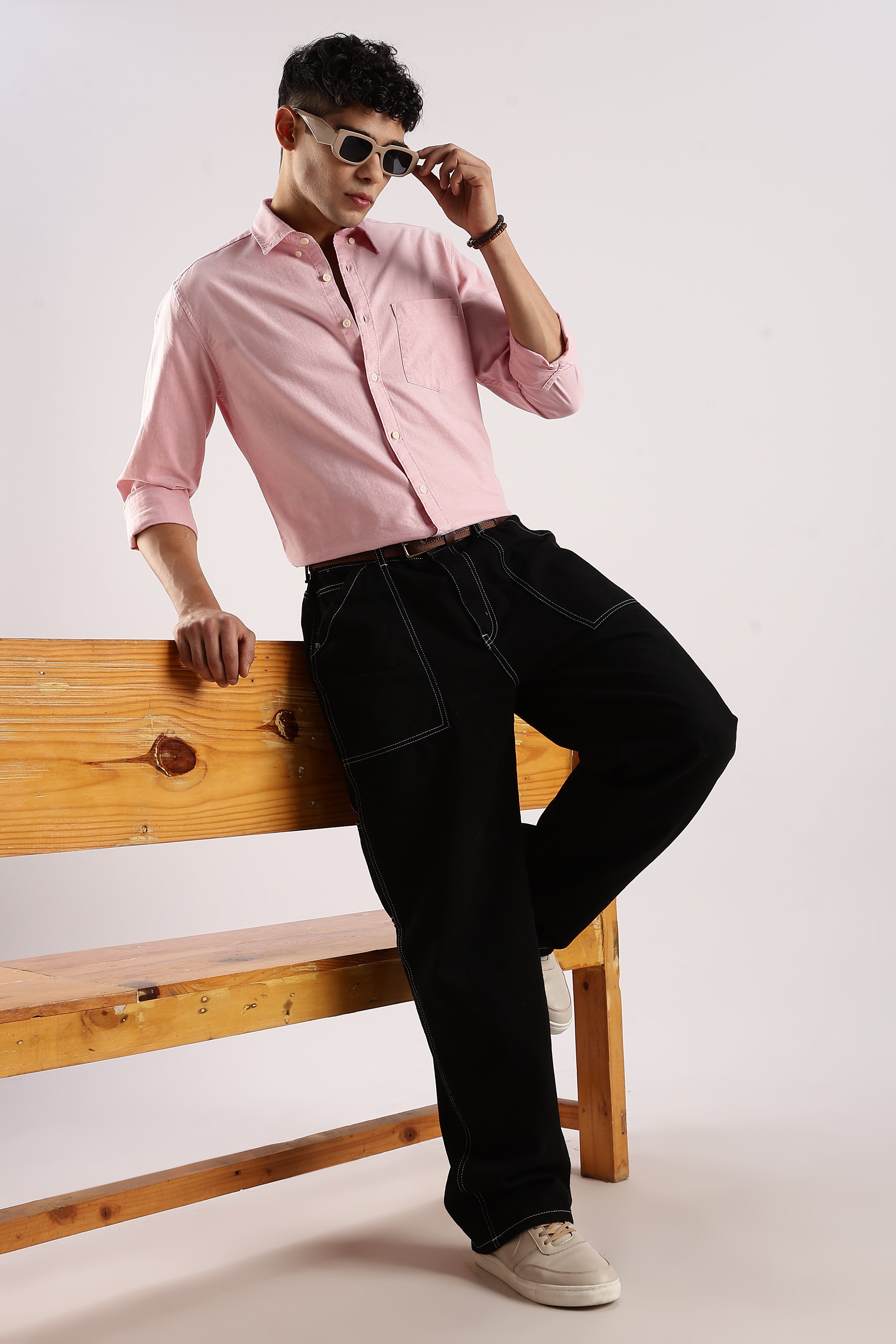 Men Pink Cotton Oxford Shirt