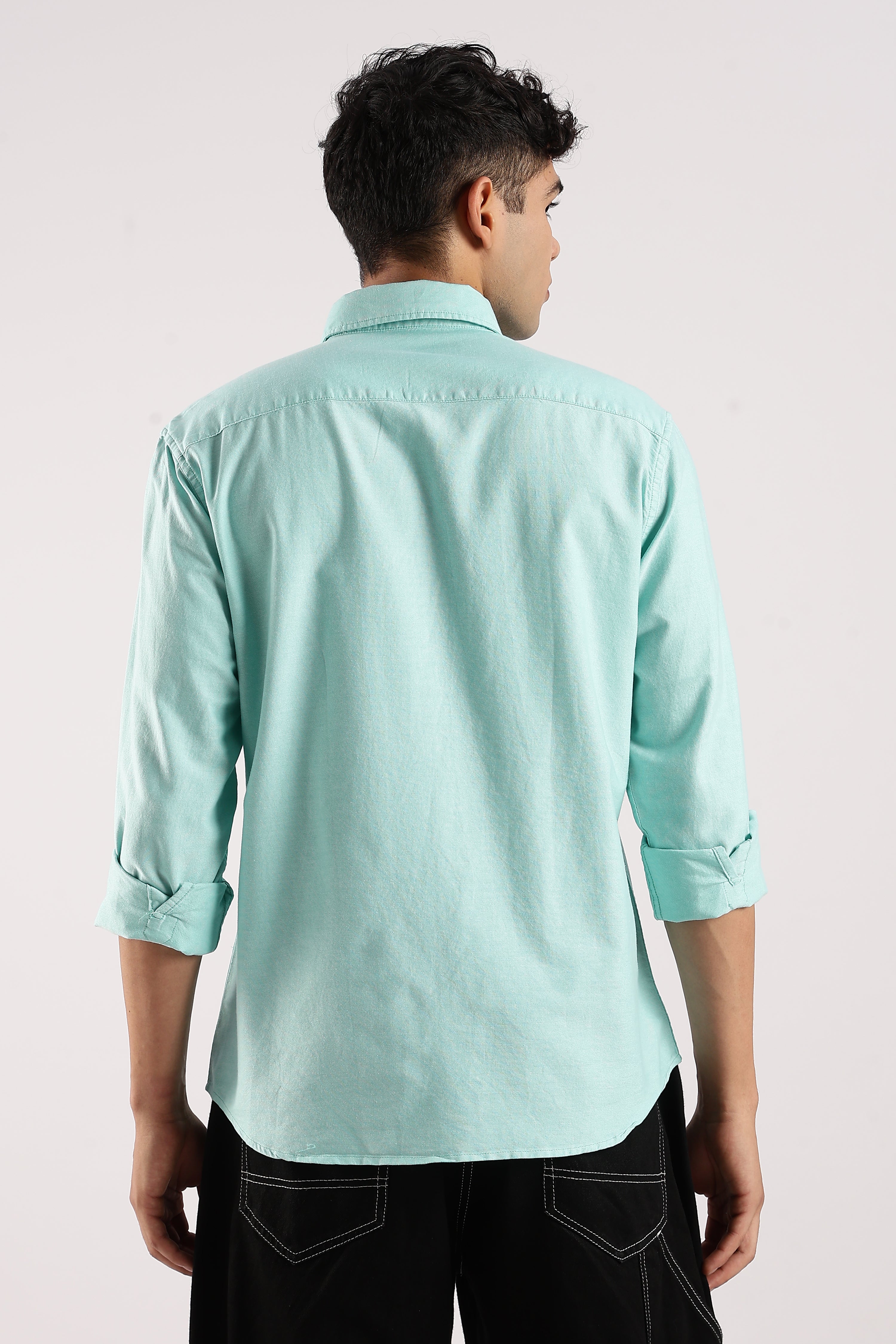 Men Green Cotton Oxford Shirt