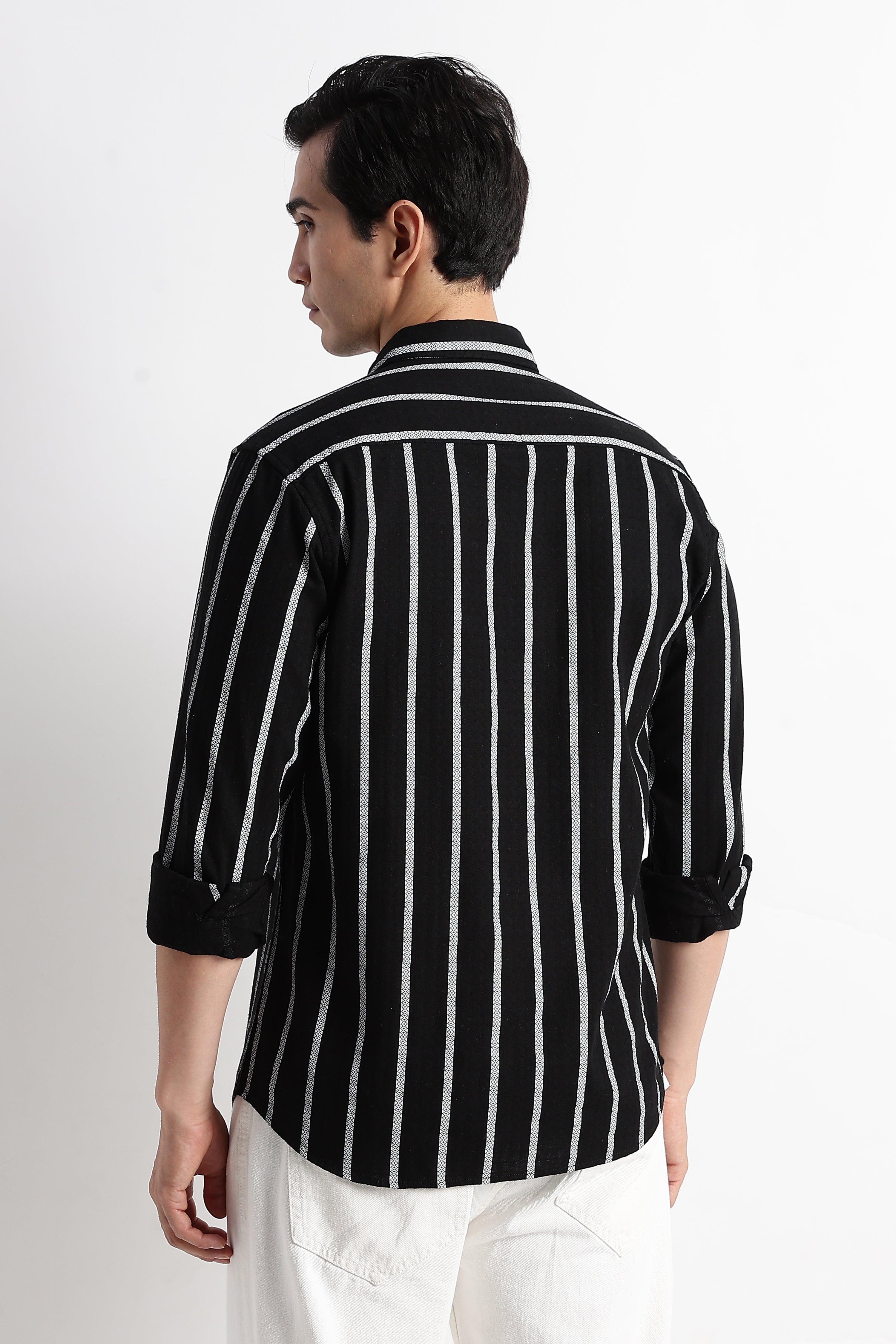 Men Vertical Stripe Textured Shirt