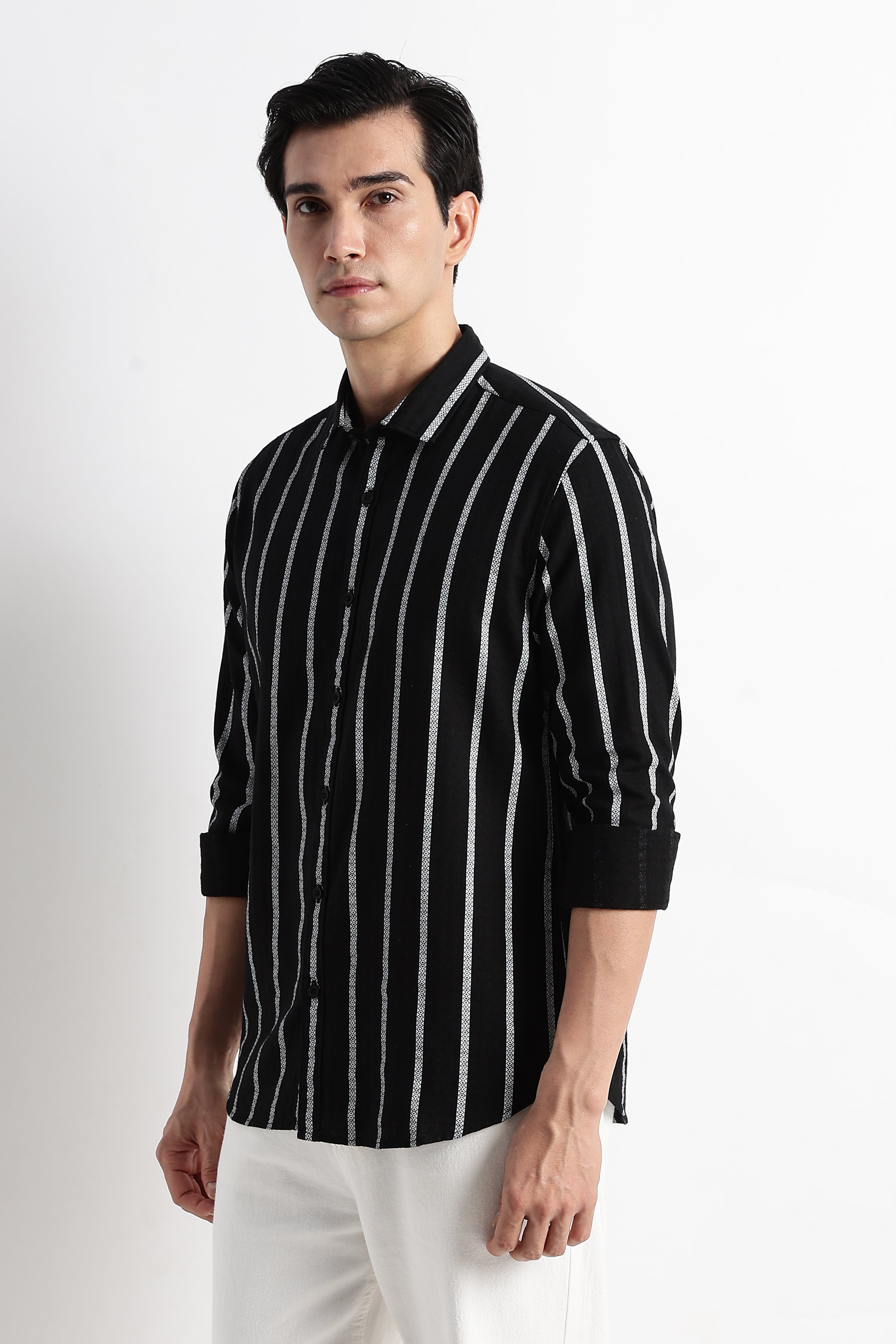 Men Vertical Stripe Textured Shirt