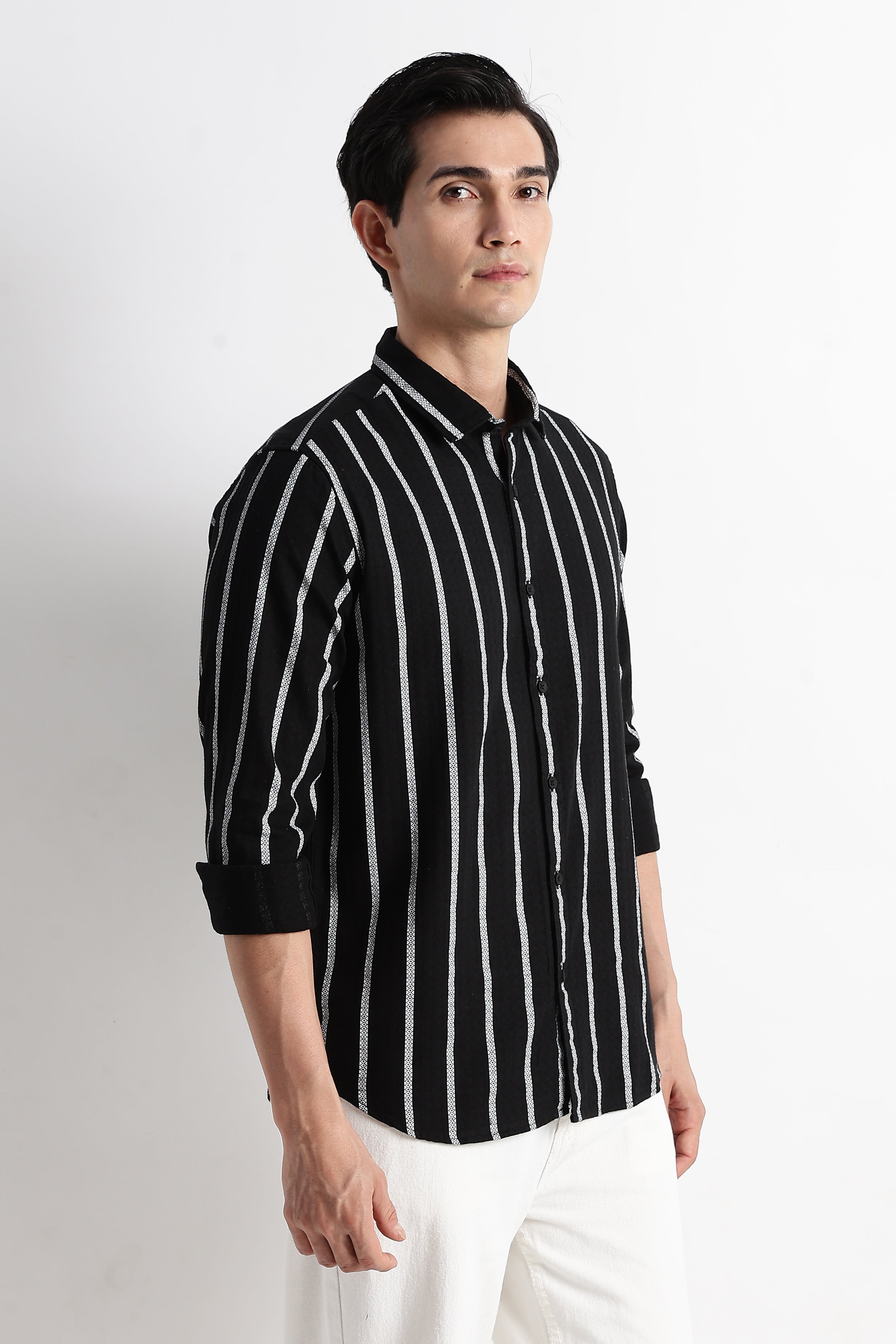 Men Vertical Stripe Textured Shirt