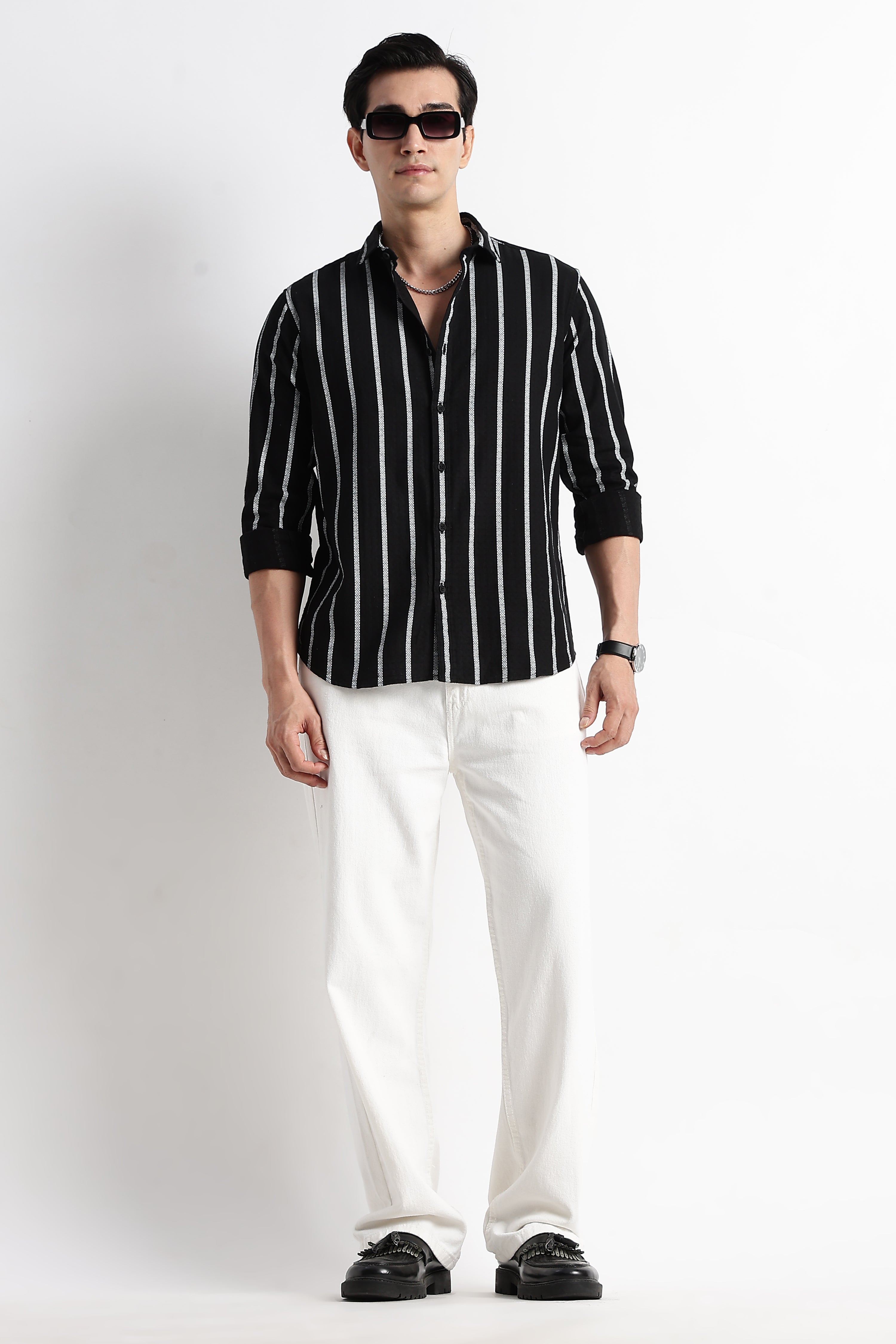 Men Vertical Stripe Textured Shirt