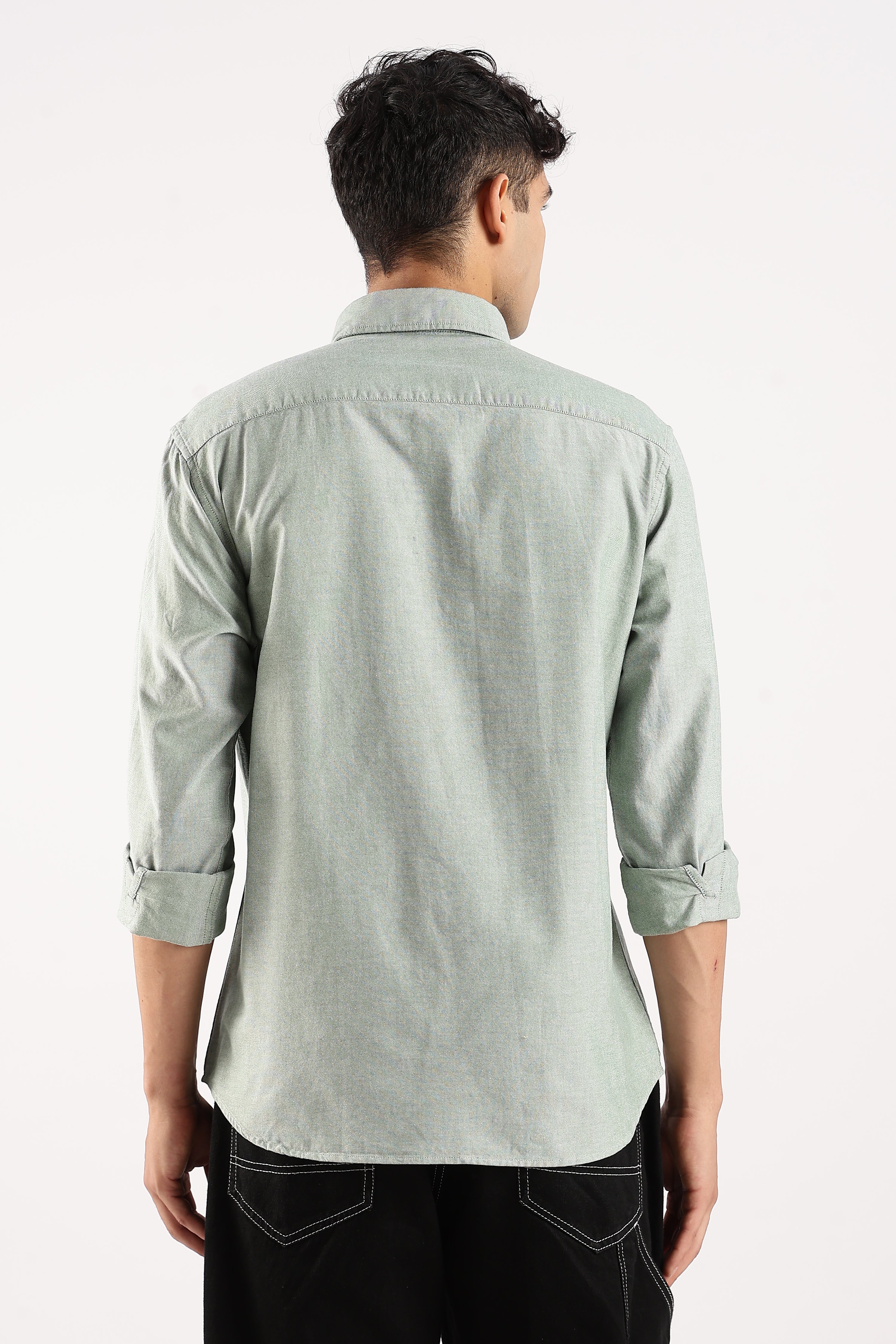 Men Green Cotton Oxford Shirt