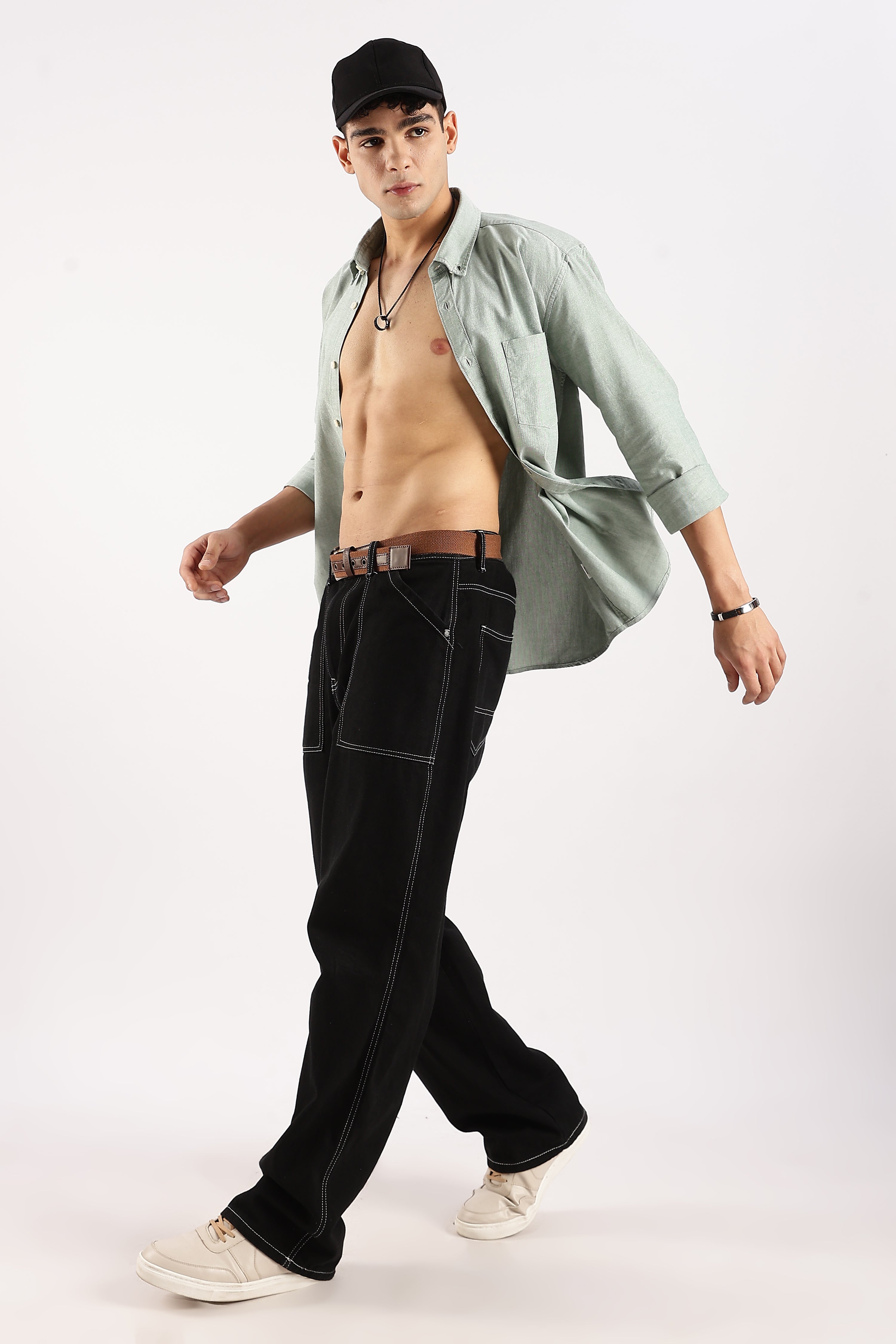 Men Green Cotton Oxford Shirt