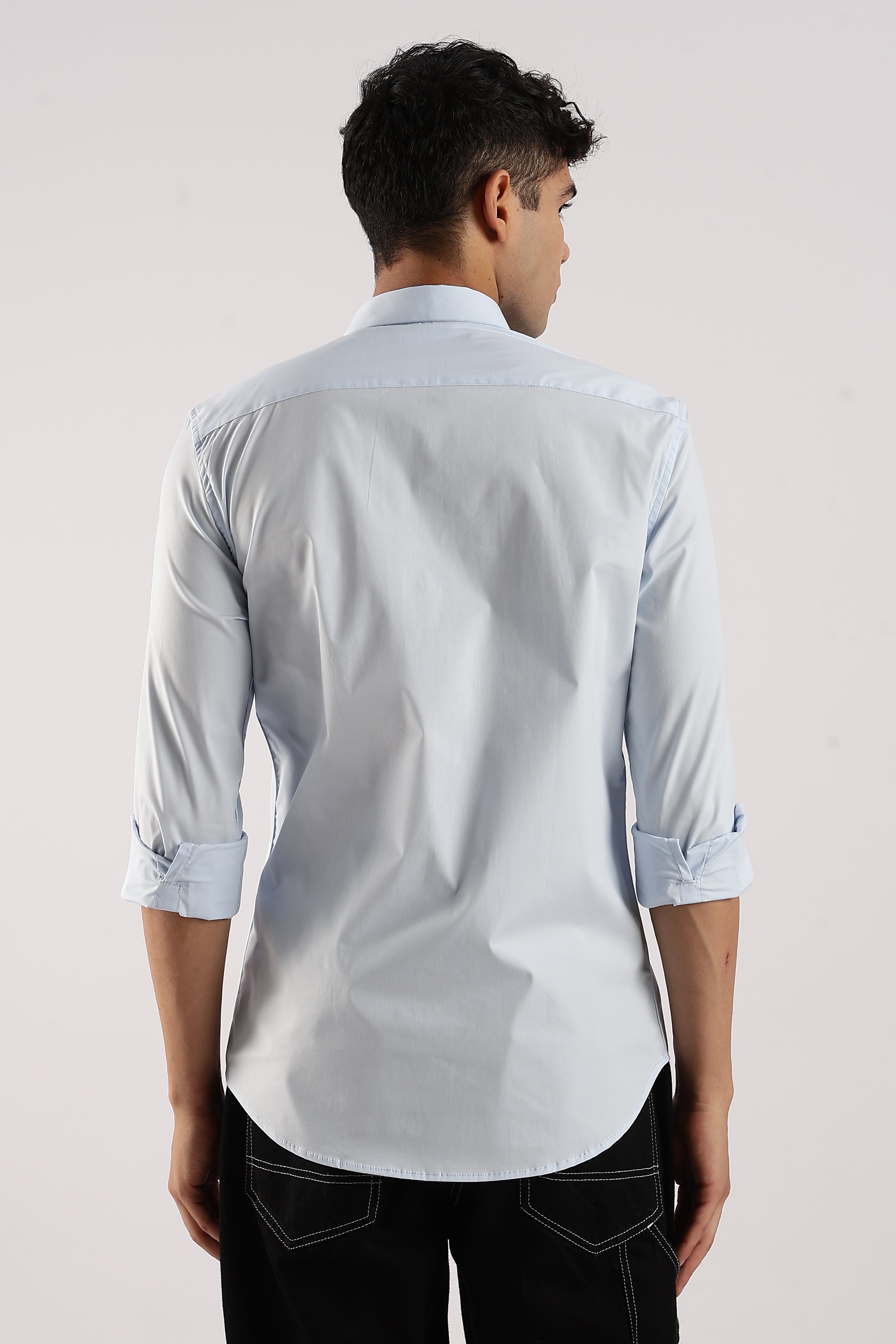 Men Blue Cotton Lycra Shirt