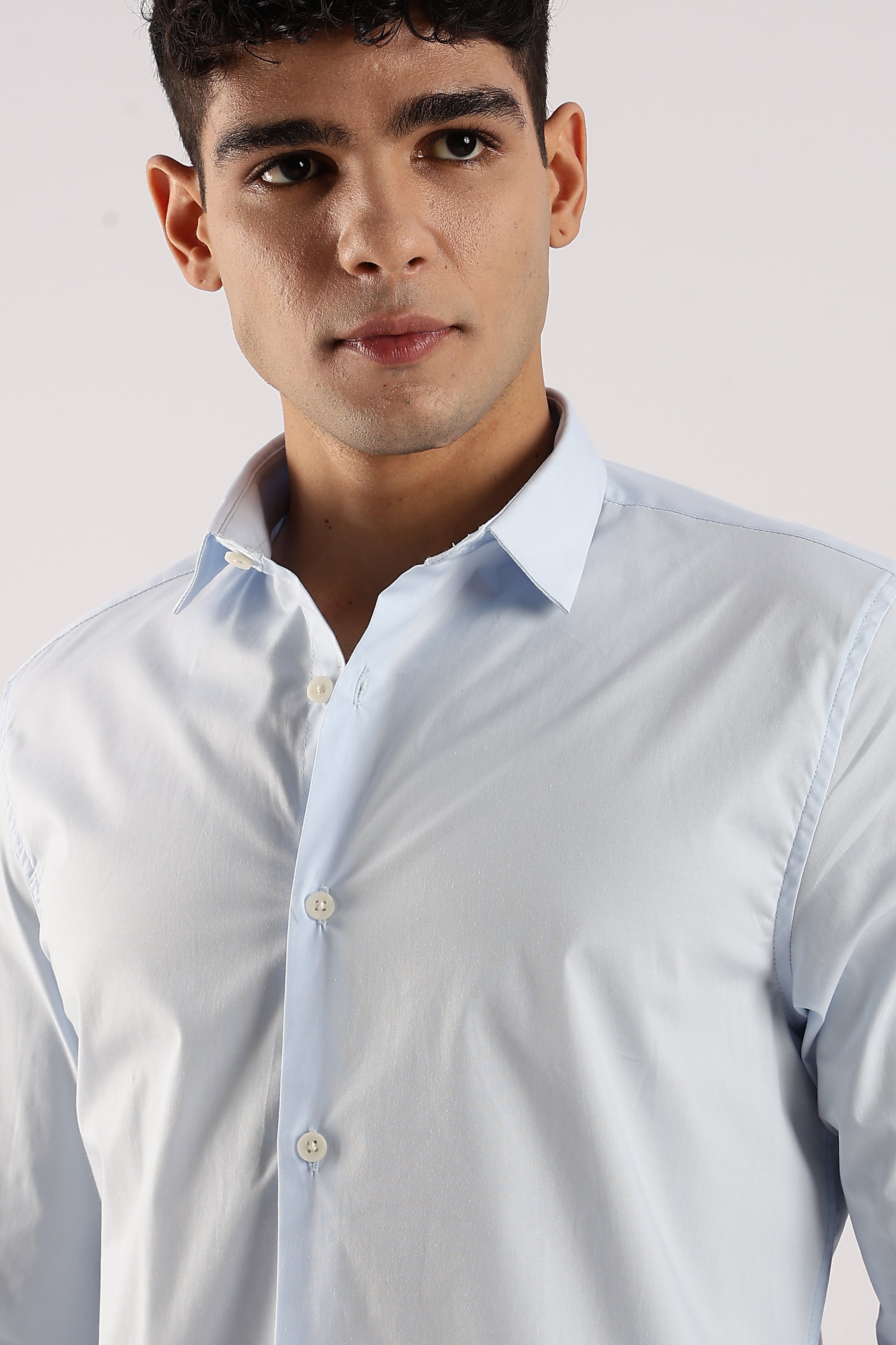 Men Blue Cotton Lycra Shirt