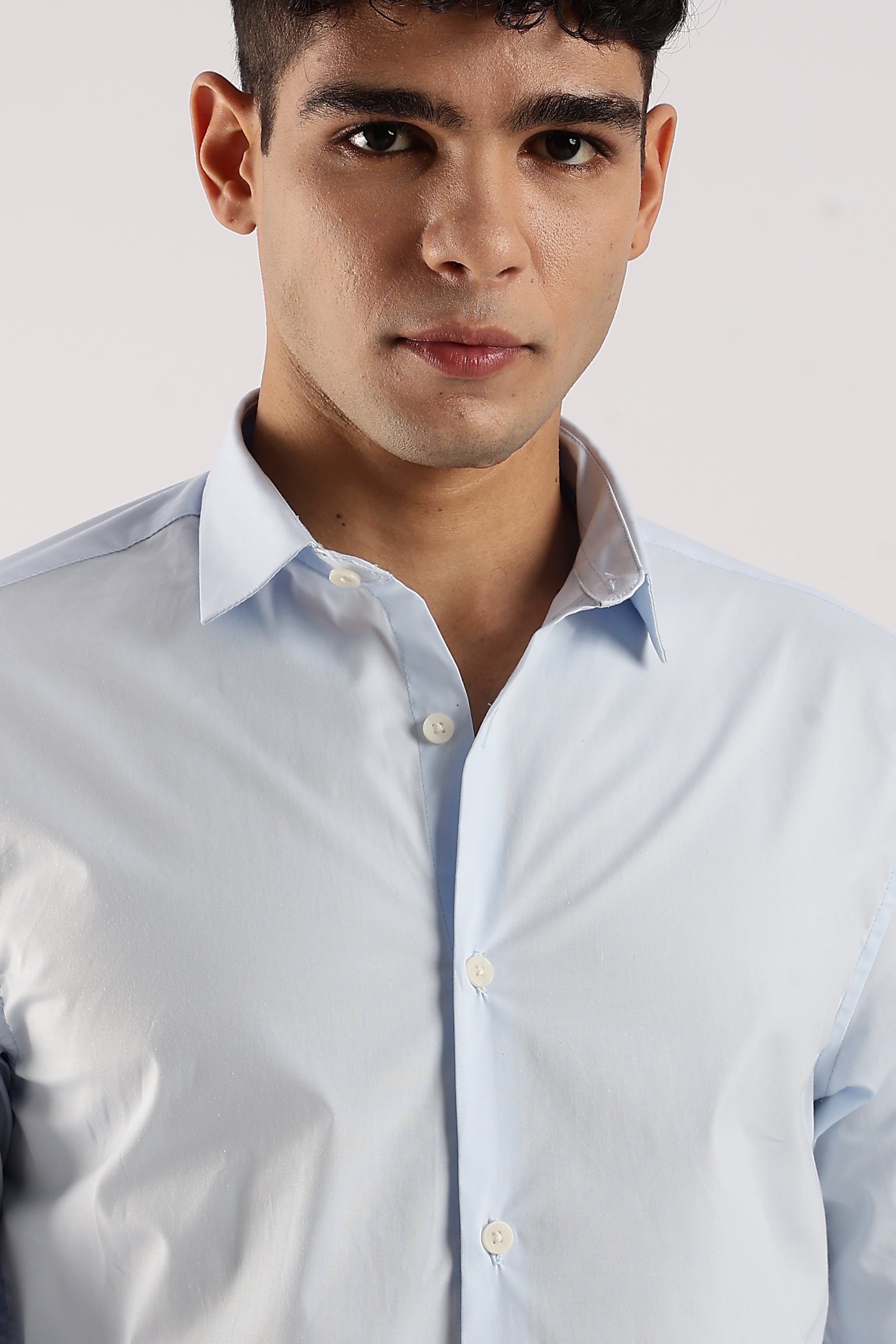 Men Blue Cotton Lycra Shirt