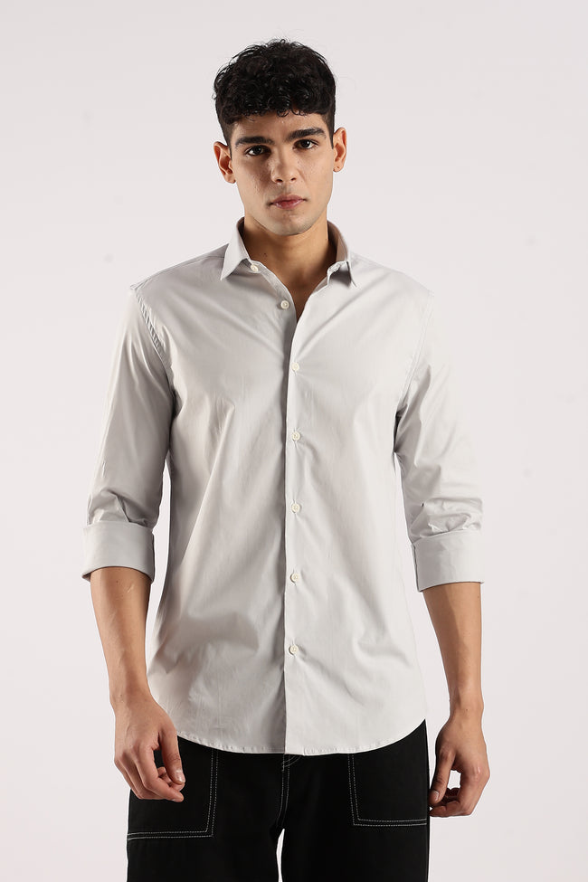 Men Grey Cotton Lycra Shirt