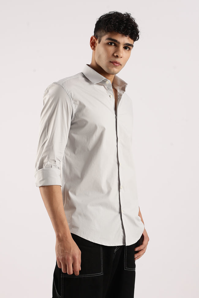 Men Grey Cotton Lycra Shirt